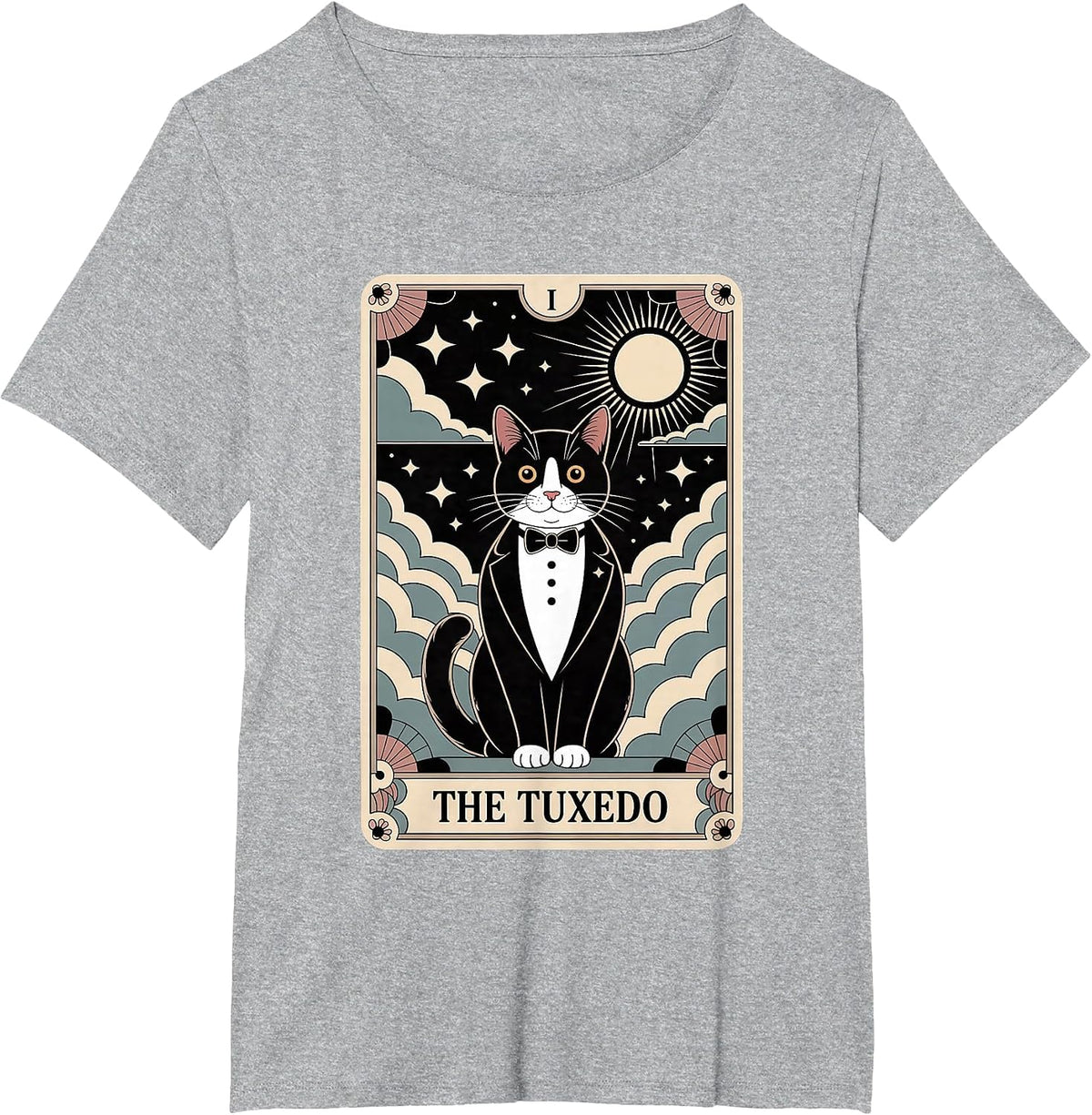 Tarot Card Cat Halloween The Tuxedo T-Shirt - Heather Grey