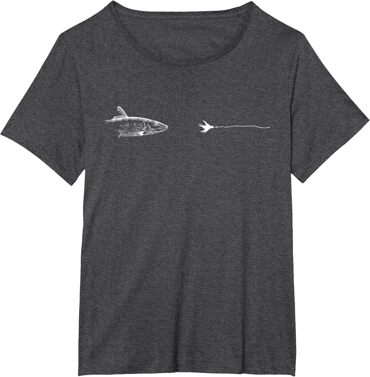 Graphic Fly Fishing Hook Line - Fish Bonefish T-Shirt - Dark Heather Grey