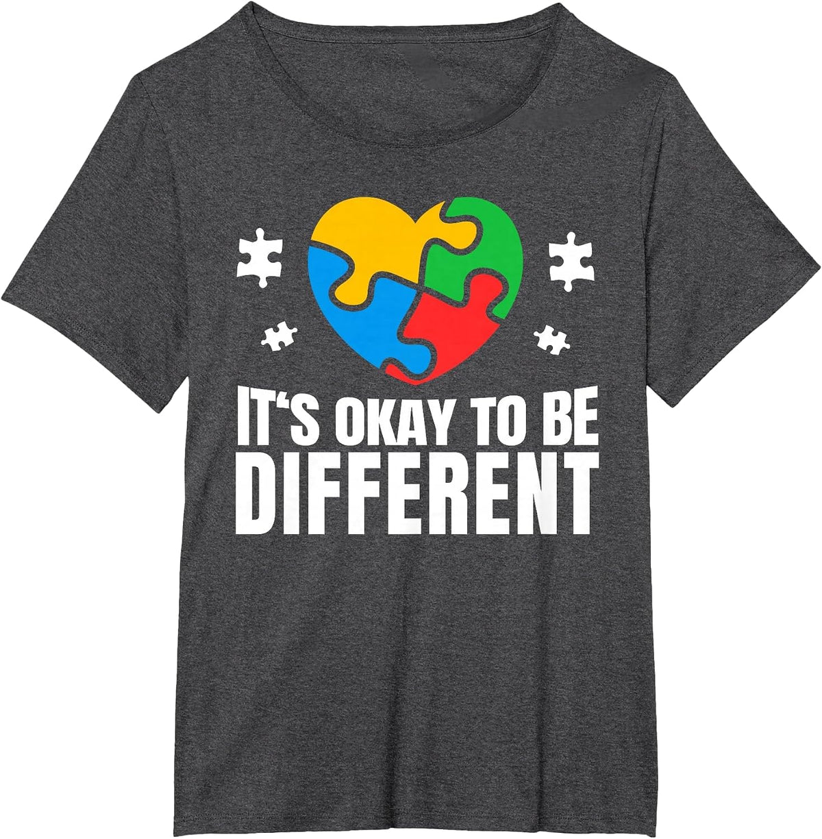 Autism Awareness Okay to Be Different Autistic Support T-Shirt - Dark Heather Grey