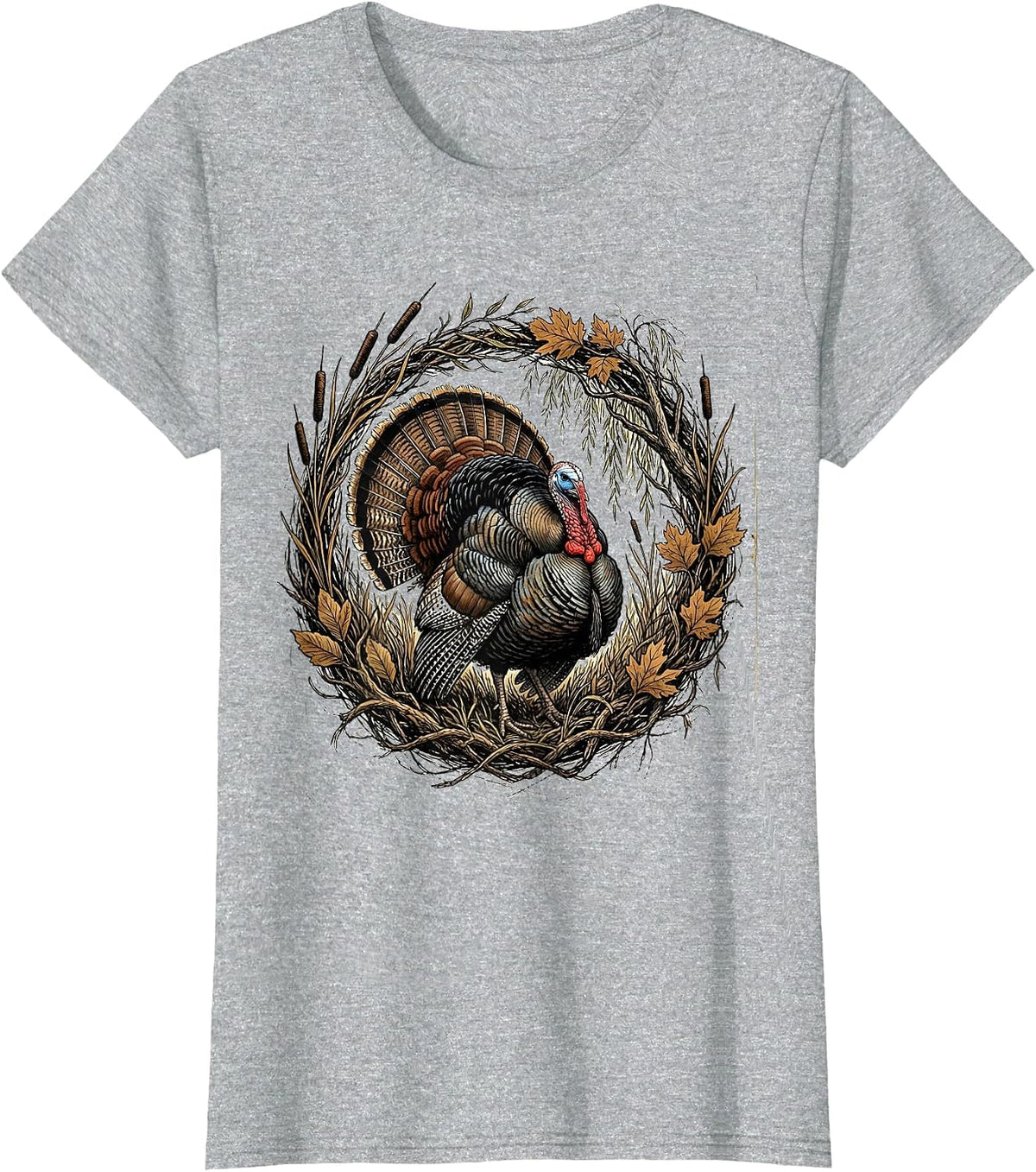 Women's Bottomland Camo Turkey Strutter River Bottom T-Shirt - Heather Grey
