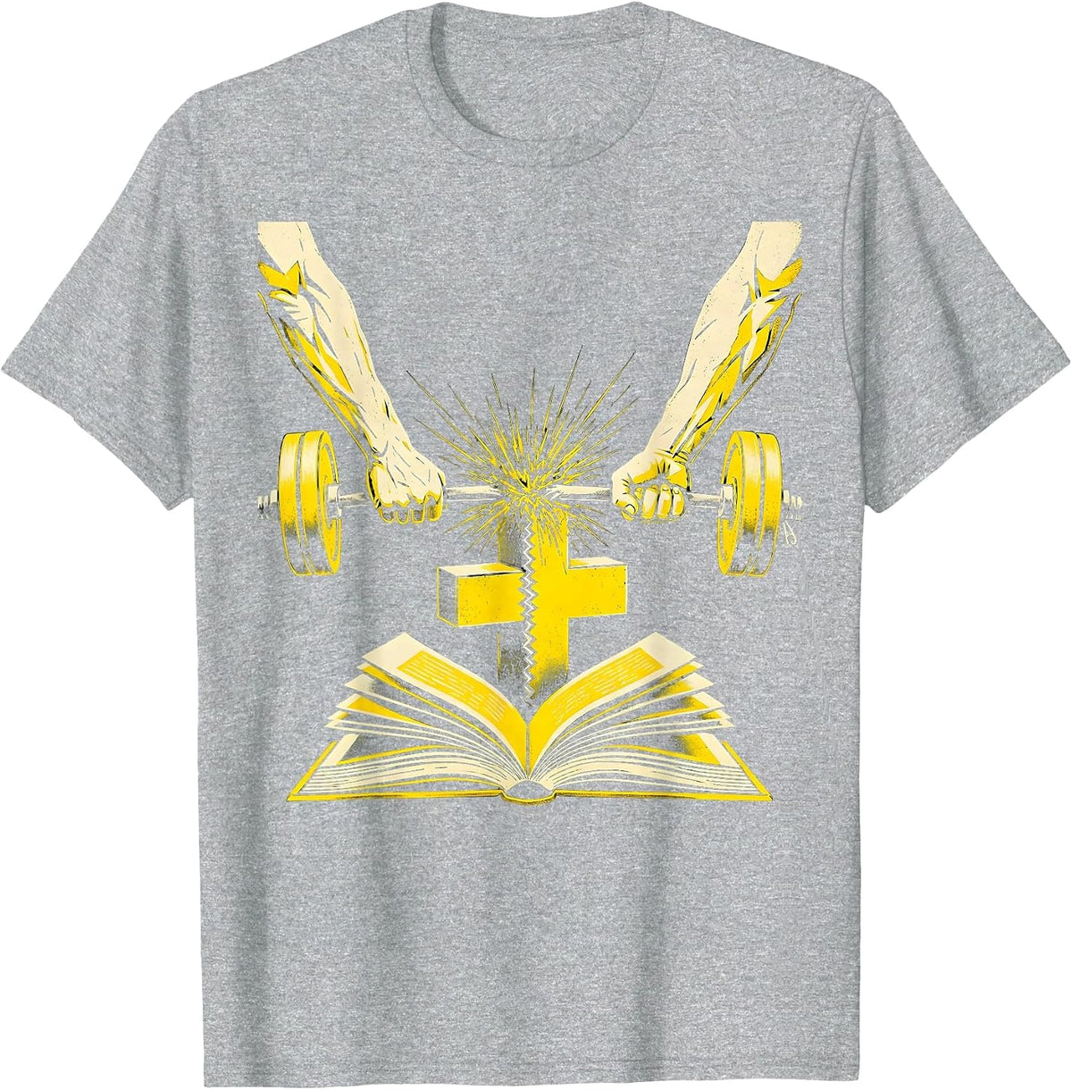 Men's Iron Sharpening Arms Christian Men Gym Workout T-Shirt - Heather Grey