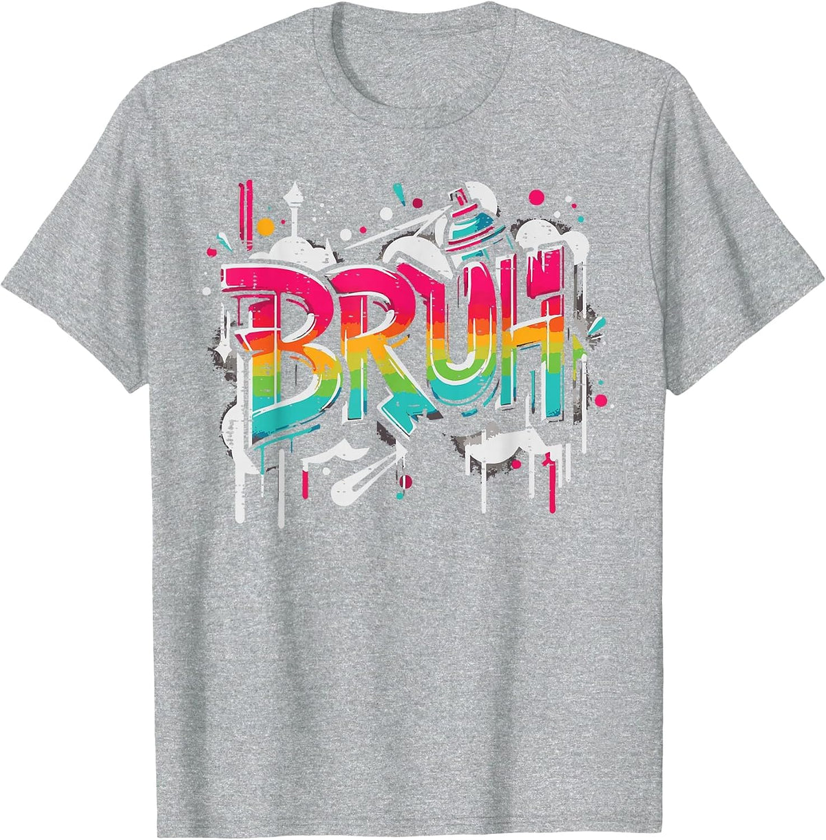Bruh Graffiti Funny Saying Street Art Meme Men Boys Kids T-Shirt - Heather Grey