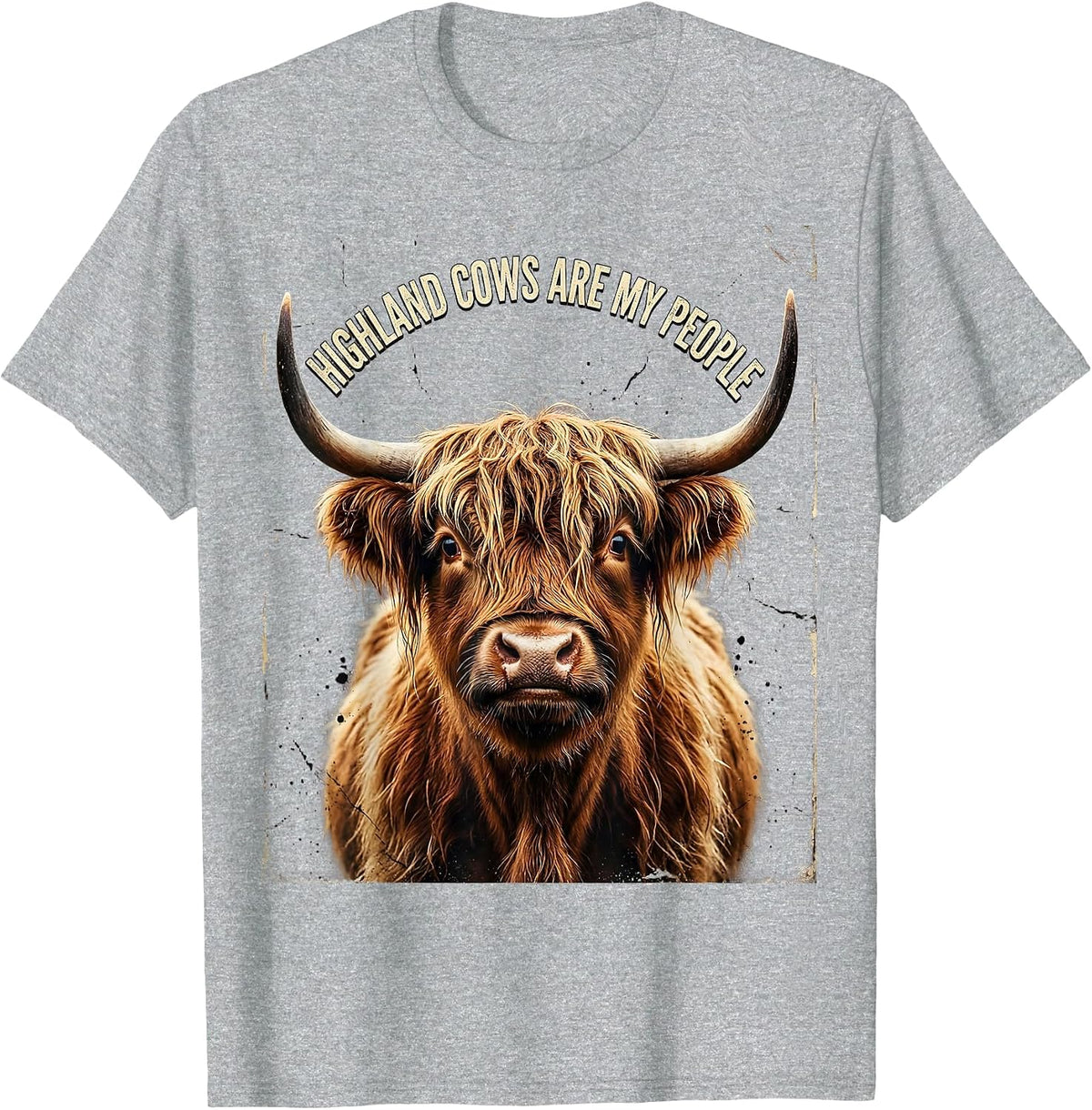 Men's Highland Cows Are My People Funny Cow Design T-Shirt - Heather Grey