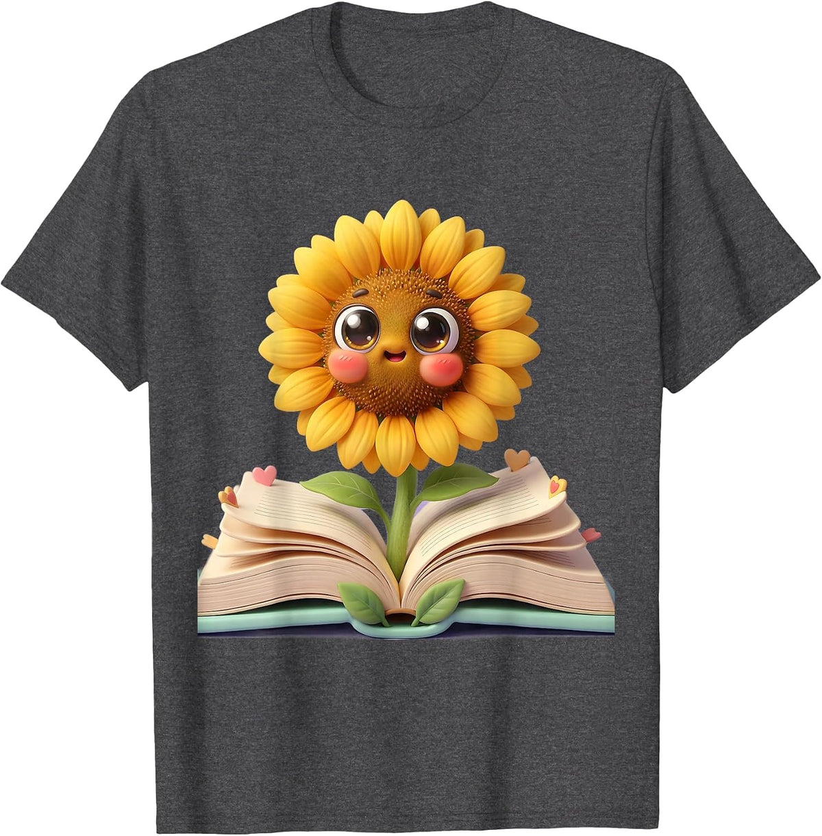 Special Education Teacher Sunflower Bookpage Design T-Shirt - Dark Heather Grey