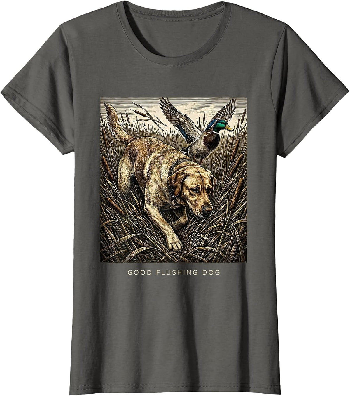 Women's Good Flushing Dog Vintage Labrador Duck Hunting Local Boy T-Shirt - Asphalt Grey