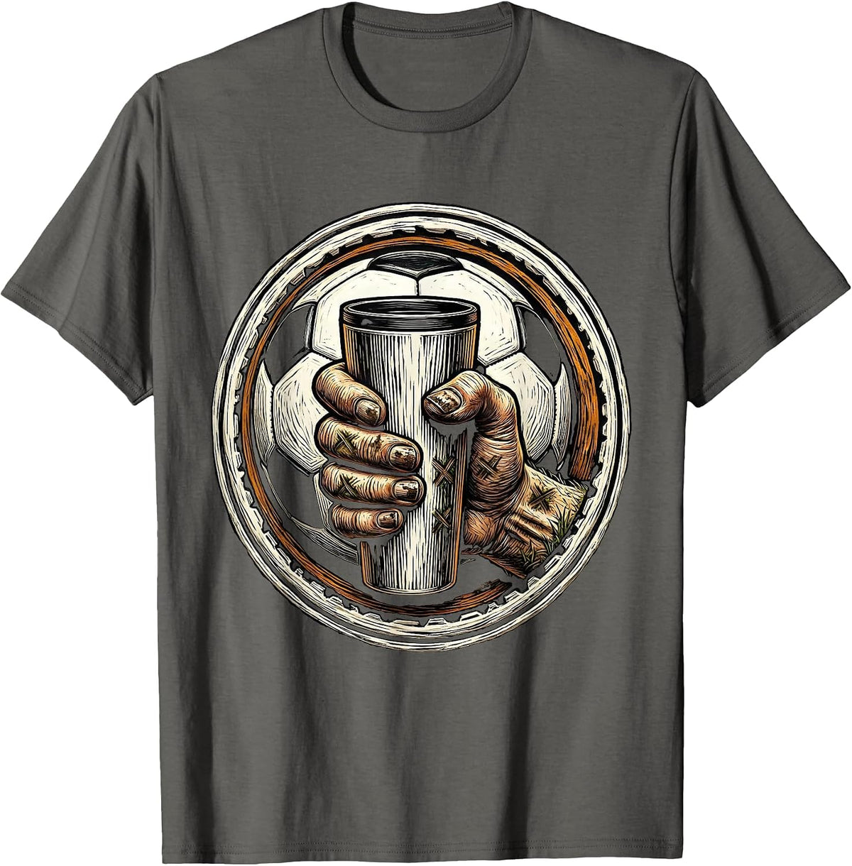 Soccer Dad Grass-Stained Coffee Mug Graphic T-Shirt - Asphalt Grey