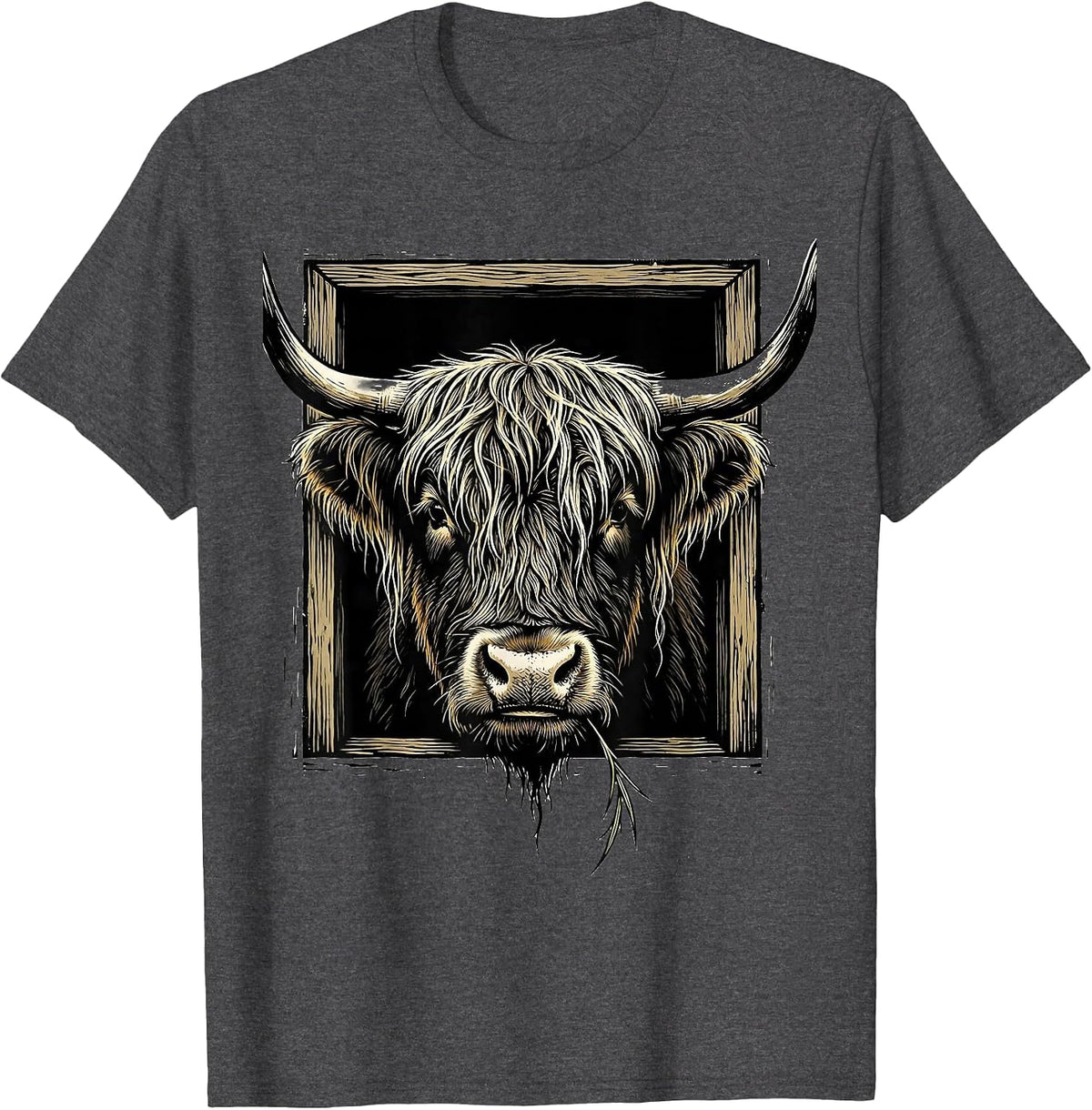 Highland Cow Farm Animal Humor Funny Rural Lifestyle T-Shirt - Dark Heather Grey