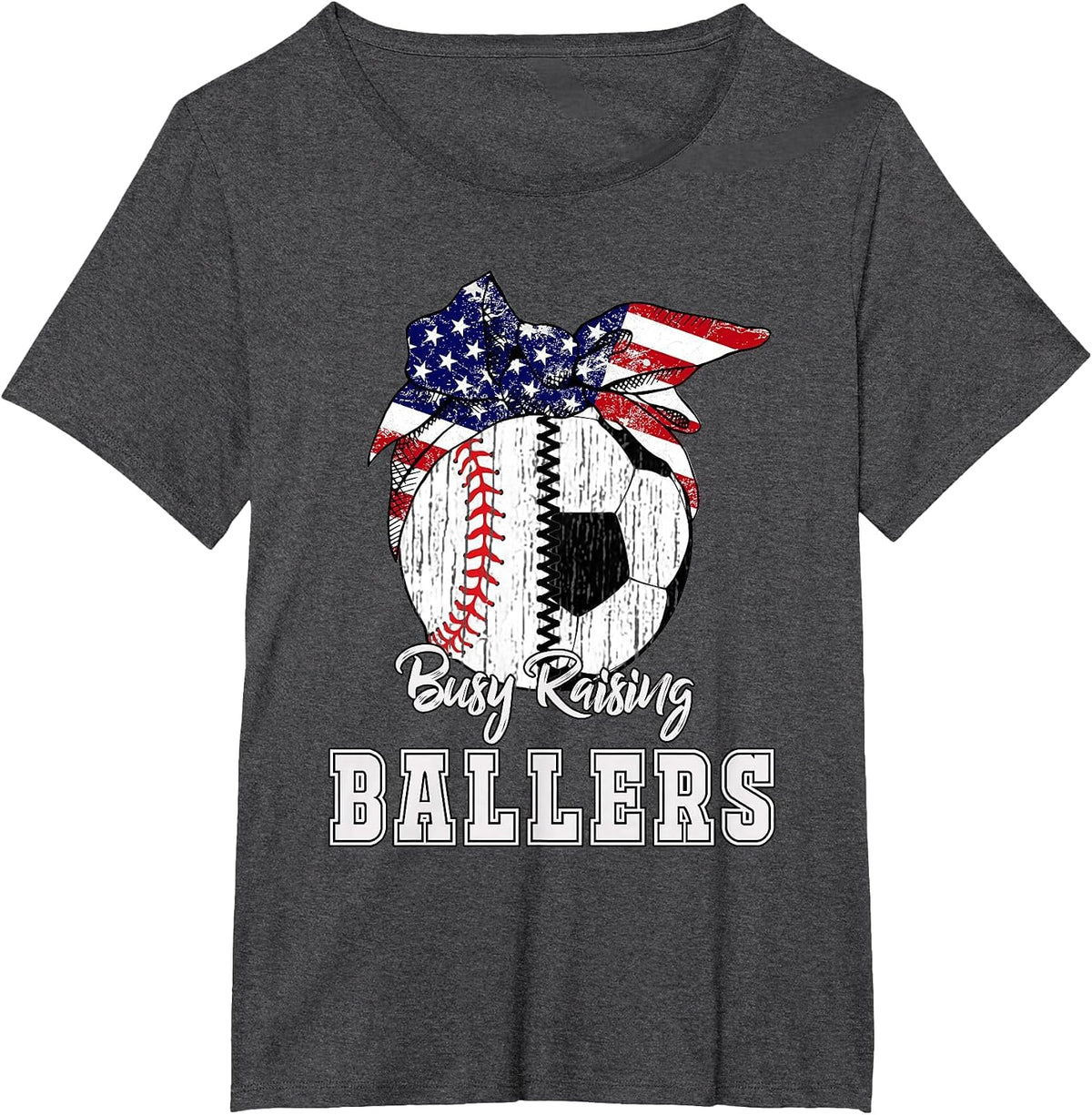 Busy Raising Ballers Baseball Soccer - Soccer mom T-Shirt - Dark Heather Grey