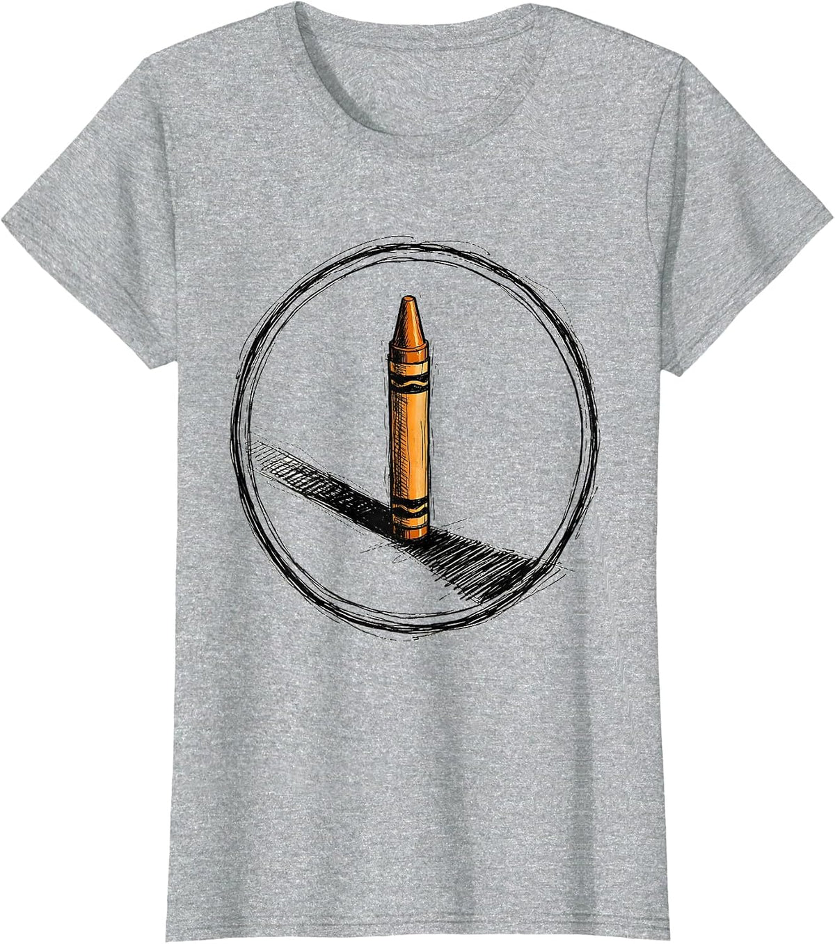 Women's Crayon Long Shadow Graphic Design T-Shirt - Heather Grey