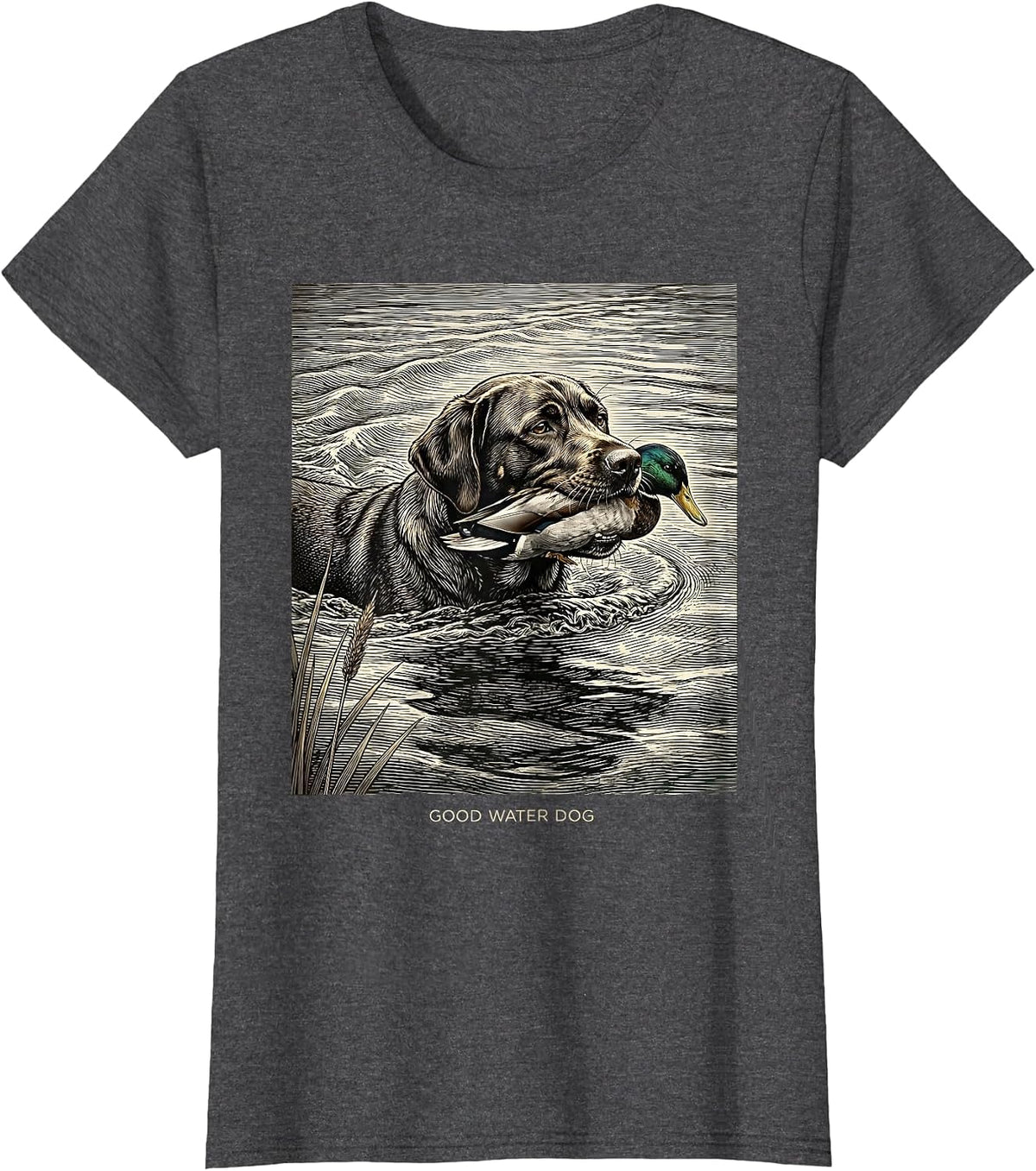 Women's Good Water Dog Vintage Labrador Duck Hunting Local Boy T-Shirt - Dark Heather Grey