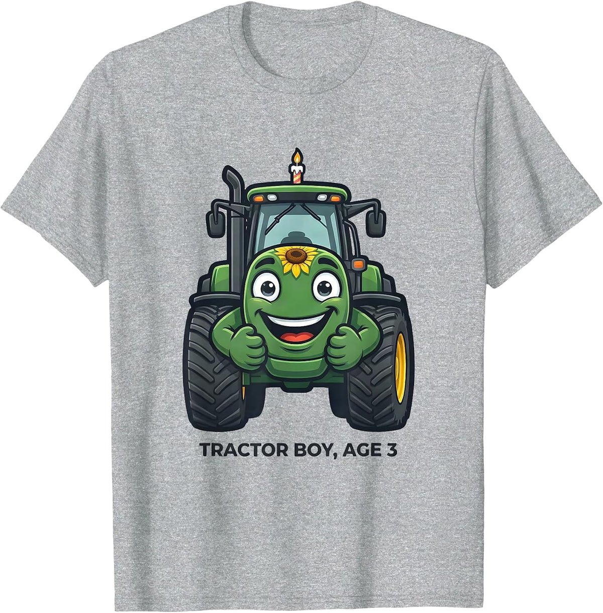 Men's Tractor Boy Age 3 Toddler Birthday Farm Tractor Lover T-Shirt - Heather Grey