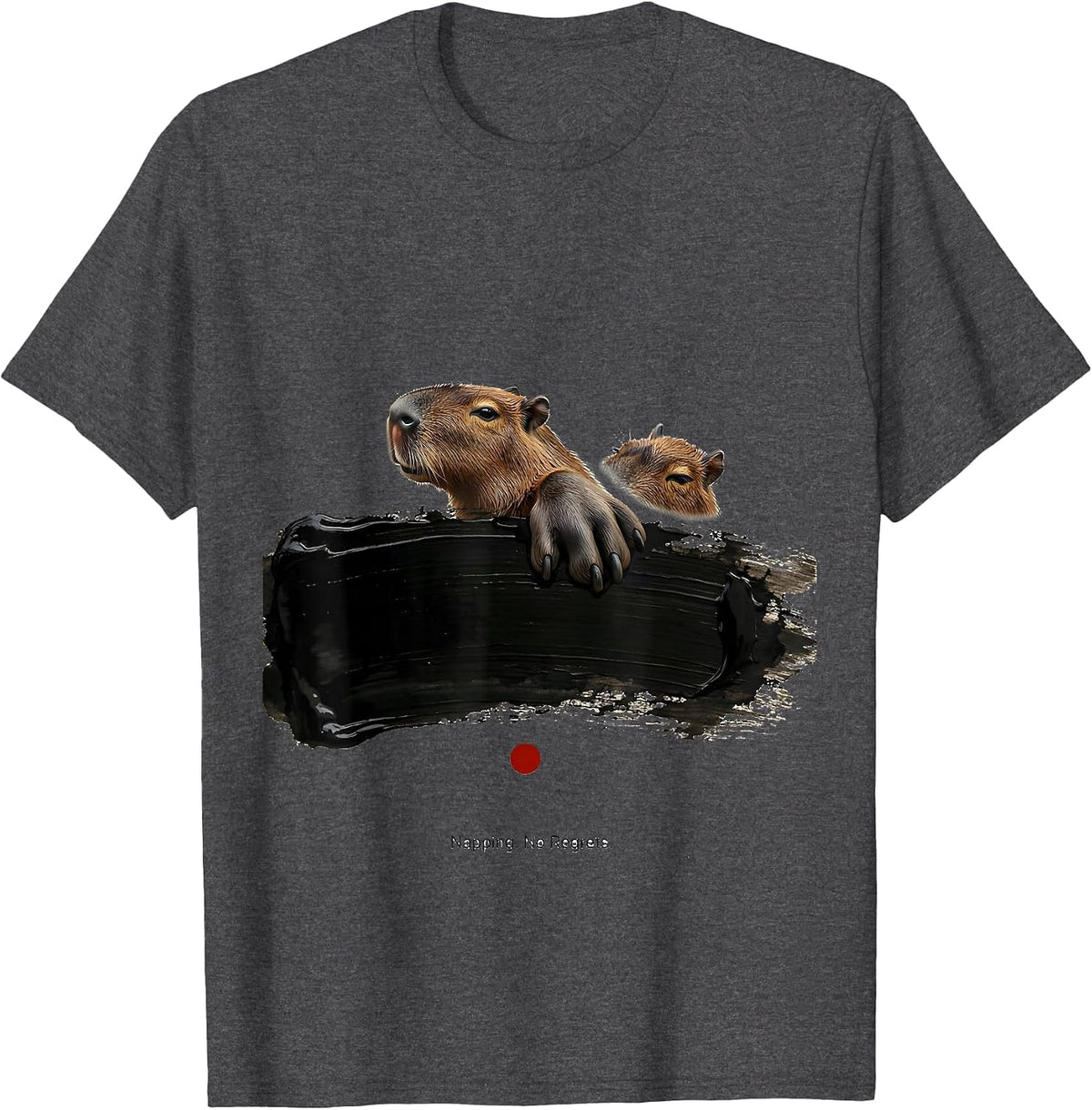 Men's Napping. No Regrets. Cute Capybara Sleepybara Nap Lover T-Shirt - Dark Heather Grey