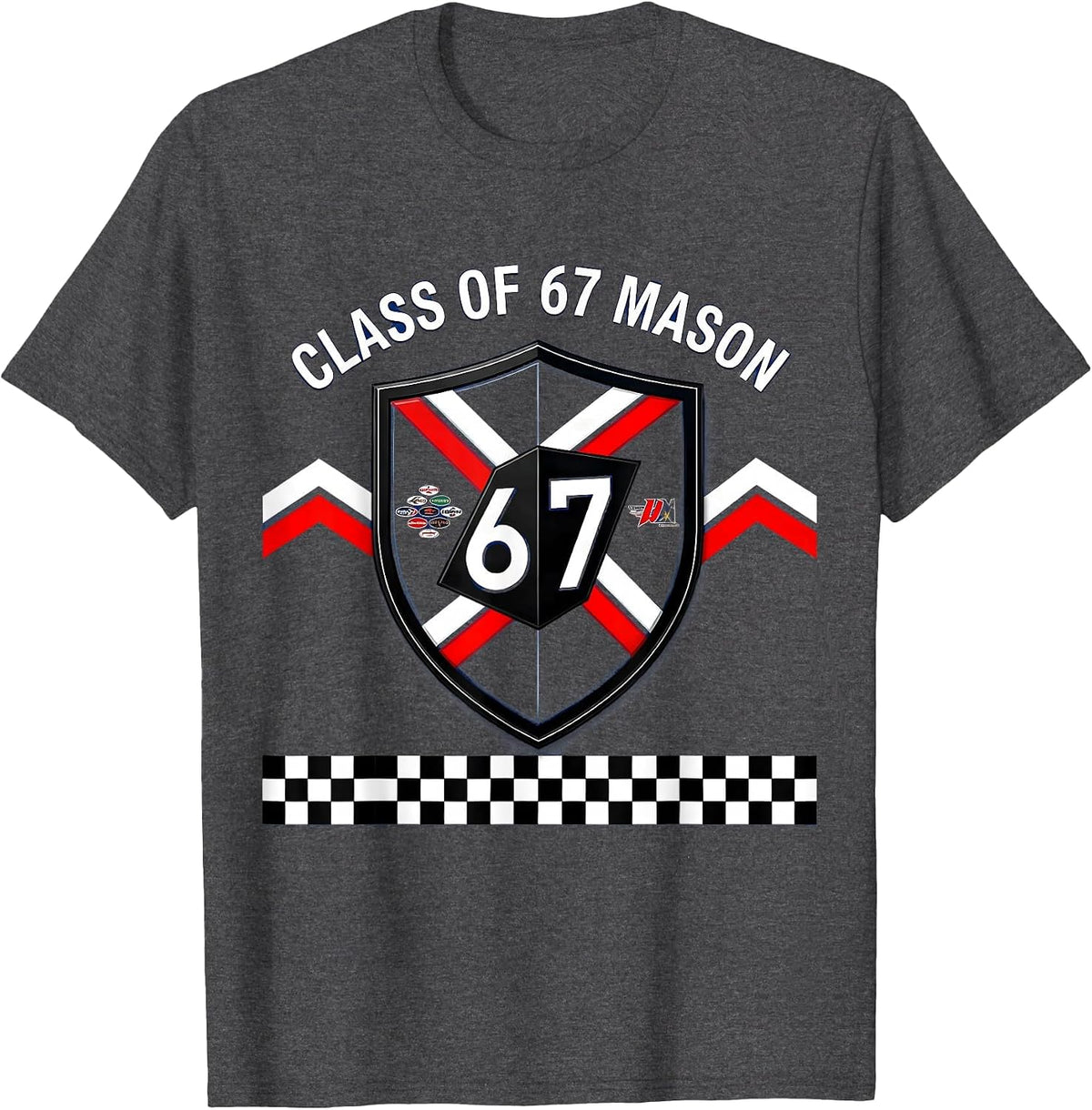Men's Class of 67 Mason Graduation Design T-Shirt - Dark Heather Grey