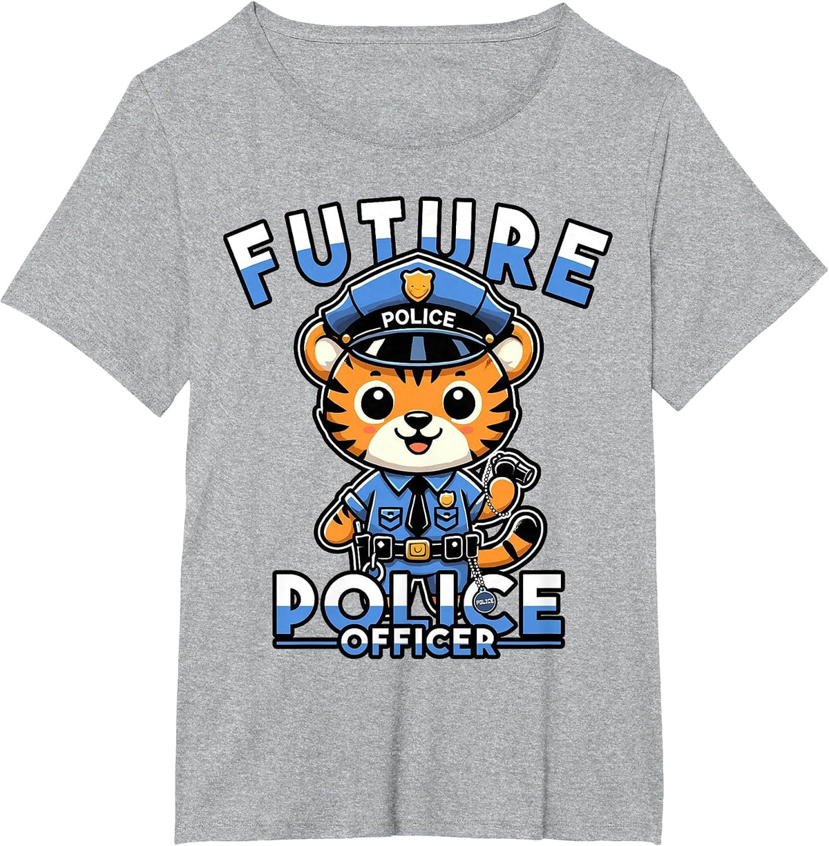 Future Police Officer Graphic for Kids, Young Law Enthusiast T-Shirt - Heather Grey