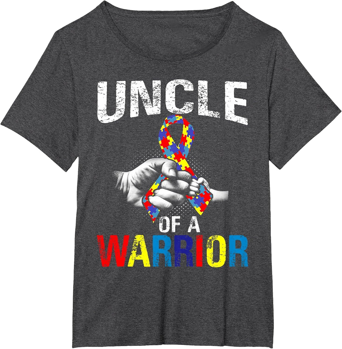 Uncle of A Warrior Autism Awareness T-Shirt - Dark Heather Grey
