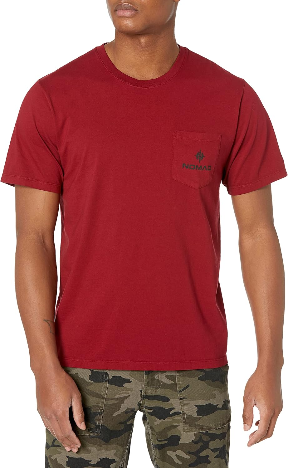Nomad Mens Pocket Logo Tee, Classic Short Sleeve Pocket T-Shirt - Rust