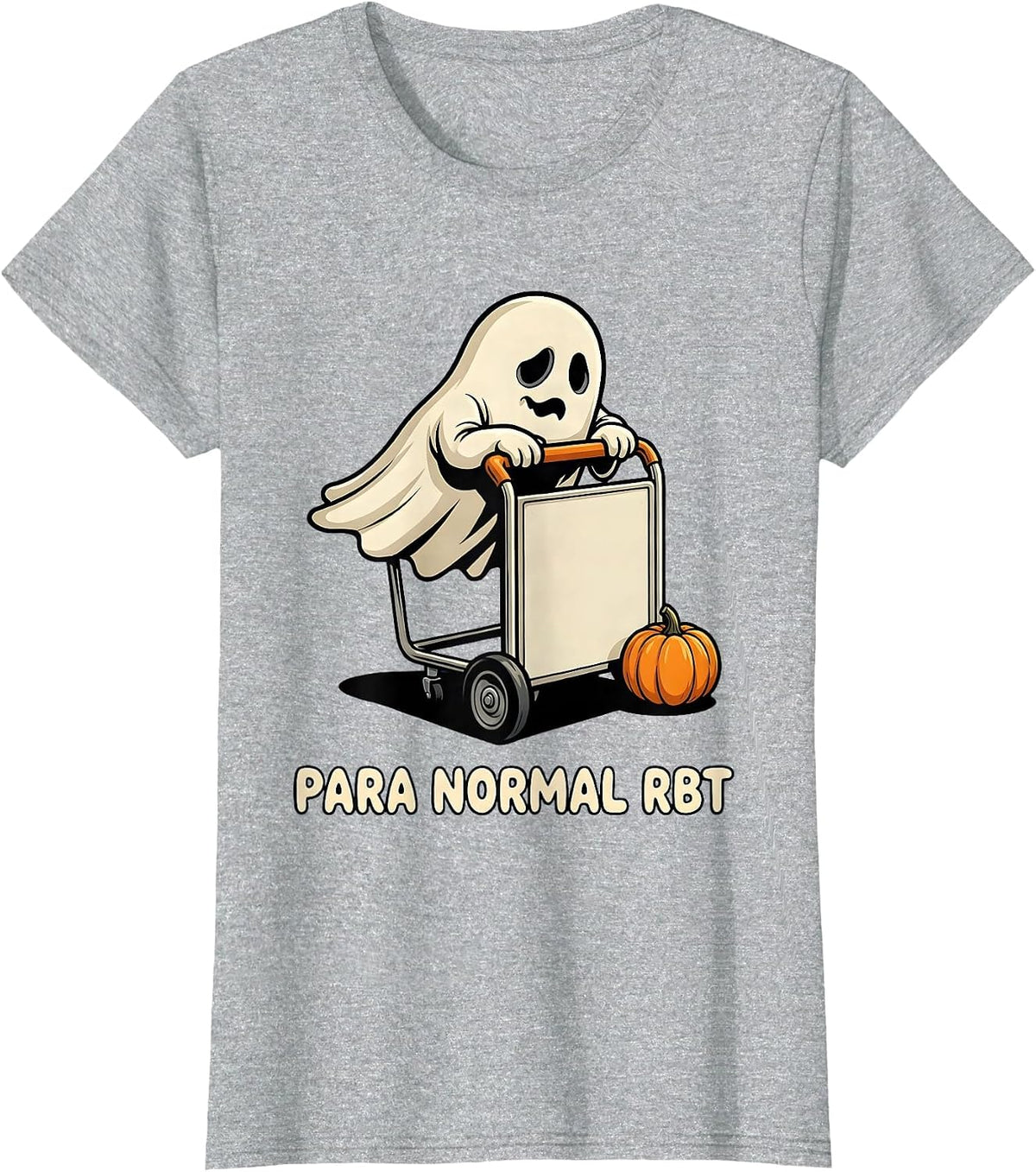 Women's Para Normal RBT Cartoon Ghost Halloween Paraeducator T-Shirt - Heather Grey