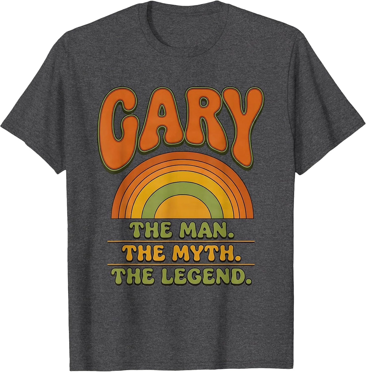 GARY THE MAN THE MYTH THE LEGEND Vintage Retro Personalized T-Shirt - Dark Heather Grey