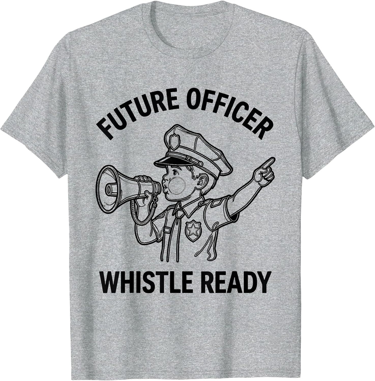Men's Future Officer Whistle Ready Funny Police Officer Kids T-Shirt - Heather Grey