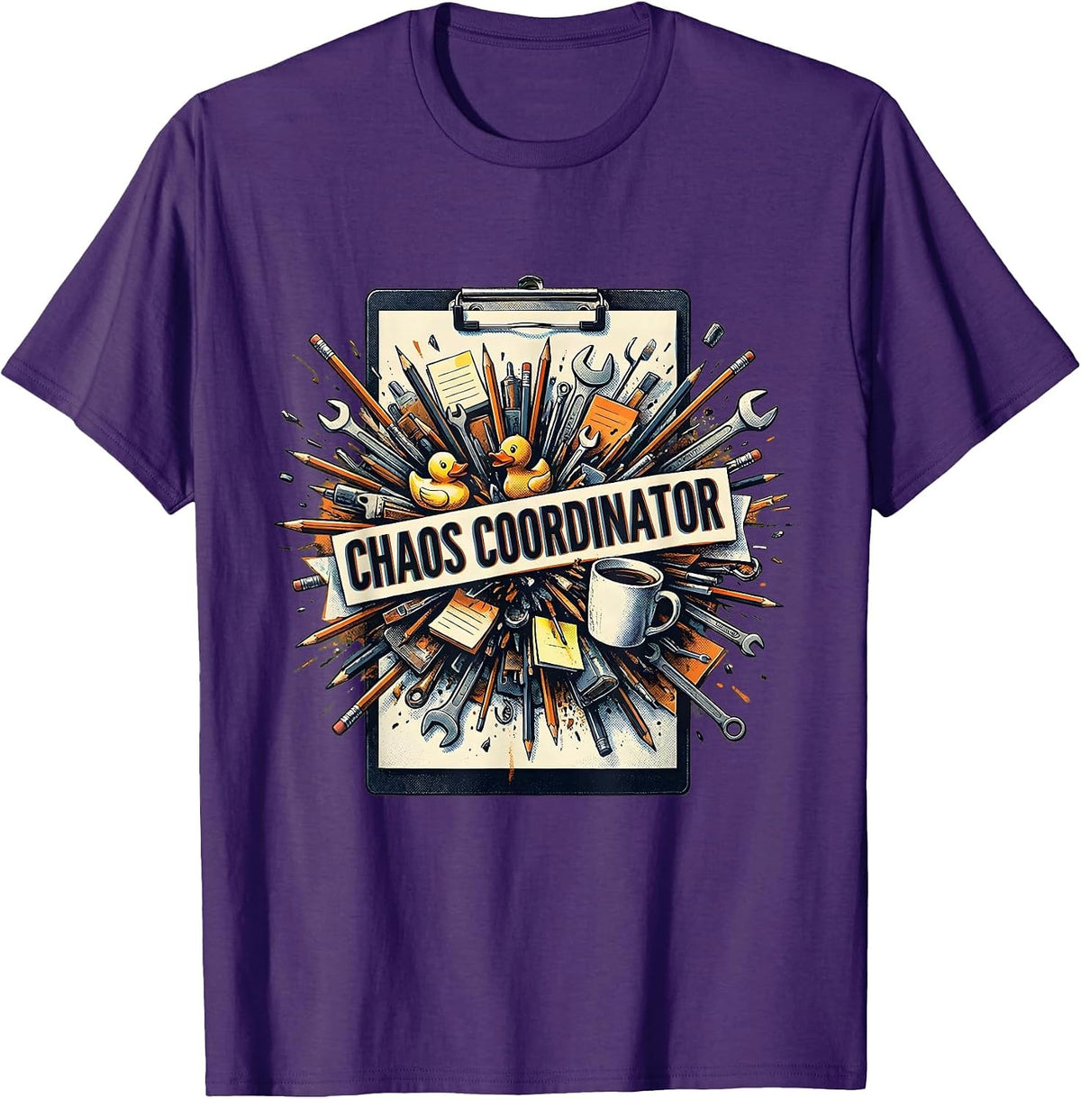 Chaos Coordinator Funny Novelty Design T-Shirt - Purple