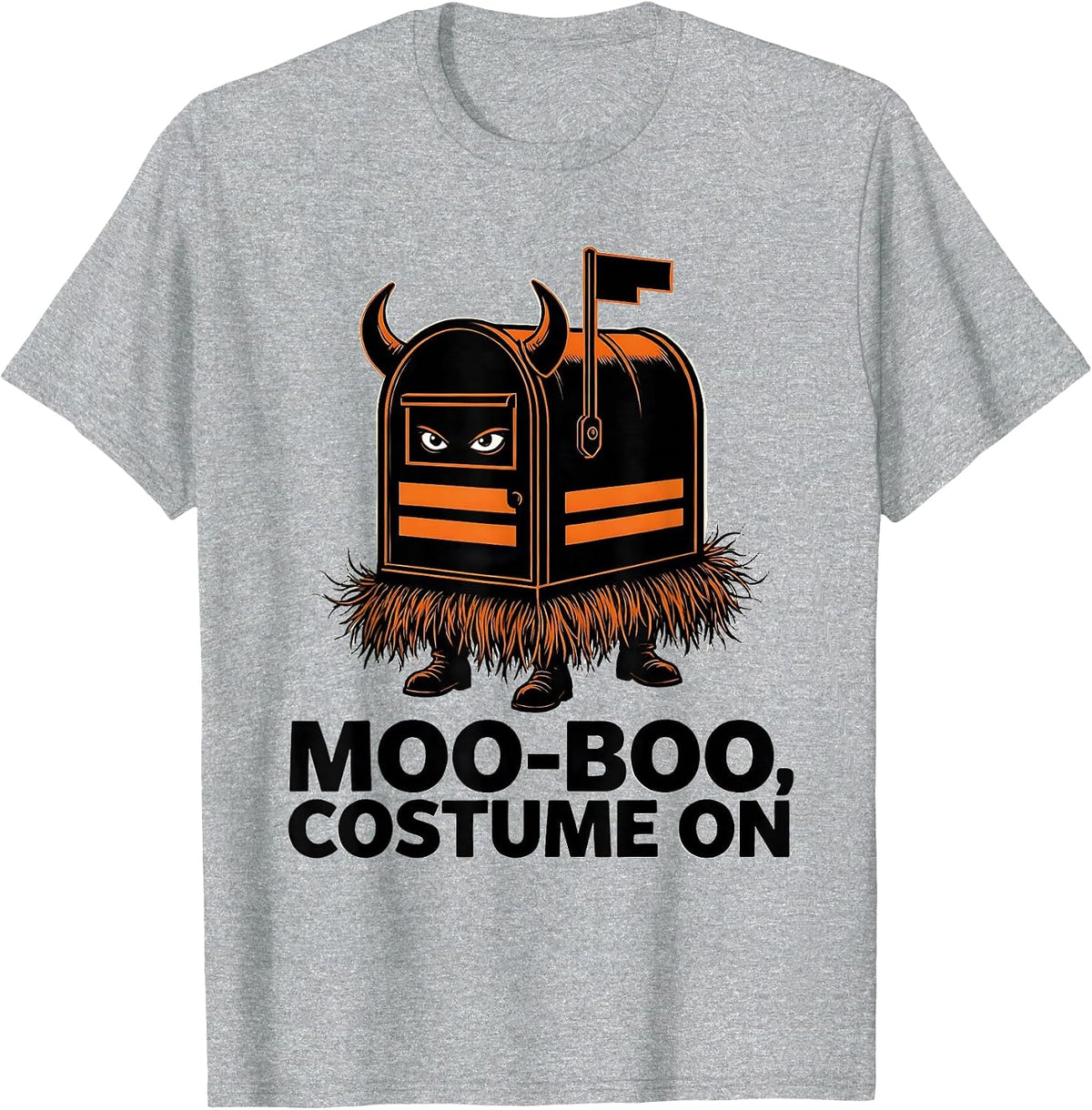 Men's Moo-BOO, Costume On Whimsical Highland Cow Halloween Fall T-Shirt - Heather Grey
