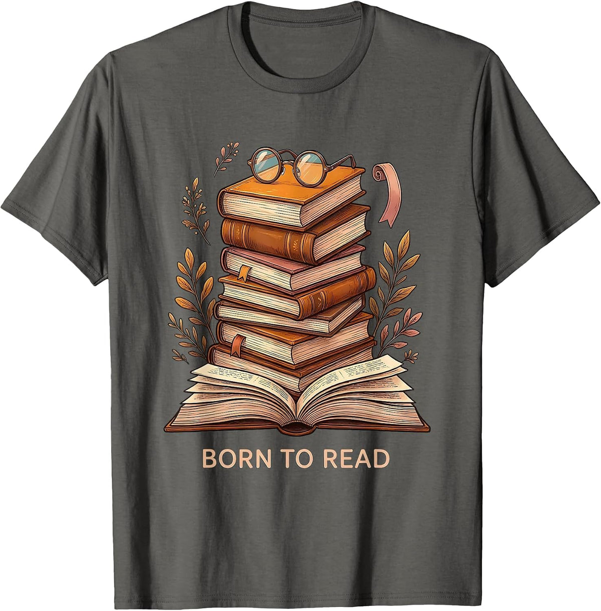 Born to Read Bookish Literature Lover Design T-Shirt - Asphalt Grey