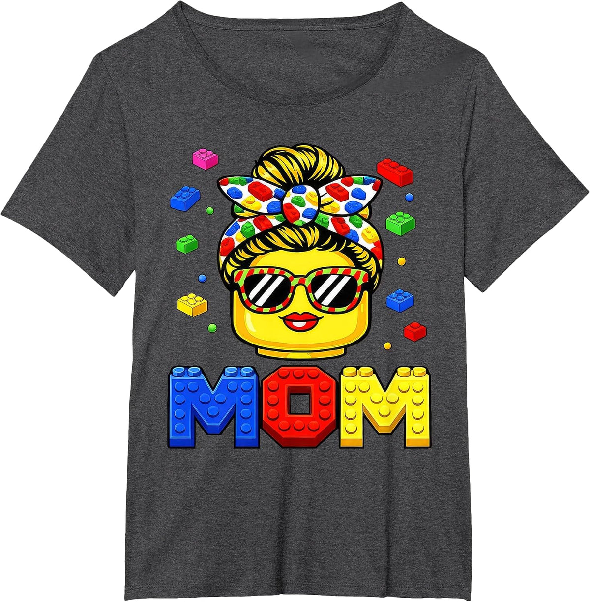 Family Mom Master Builder Building Bricks Blocks Mothers Day T-Shirt - Dark Heather Grey