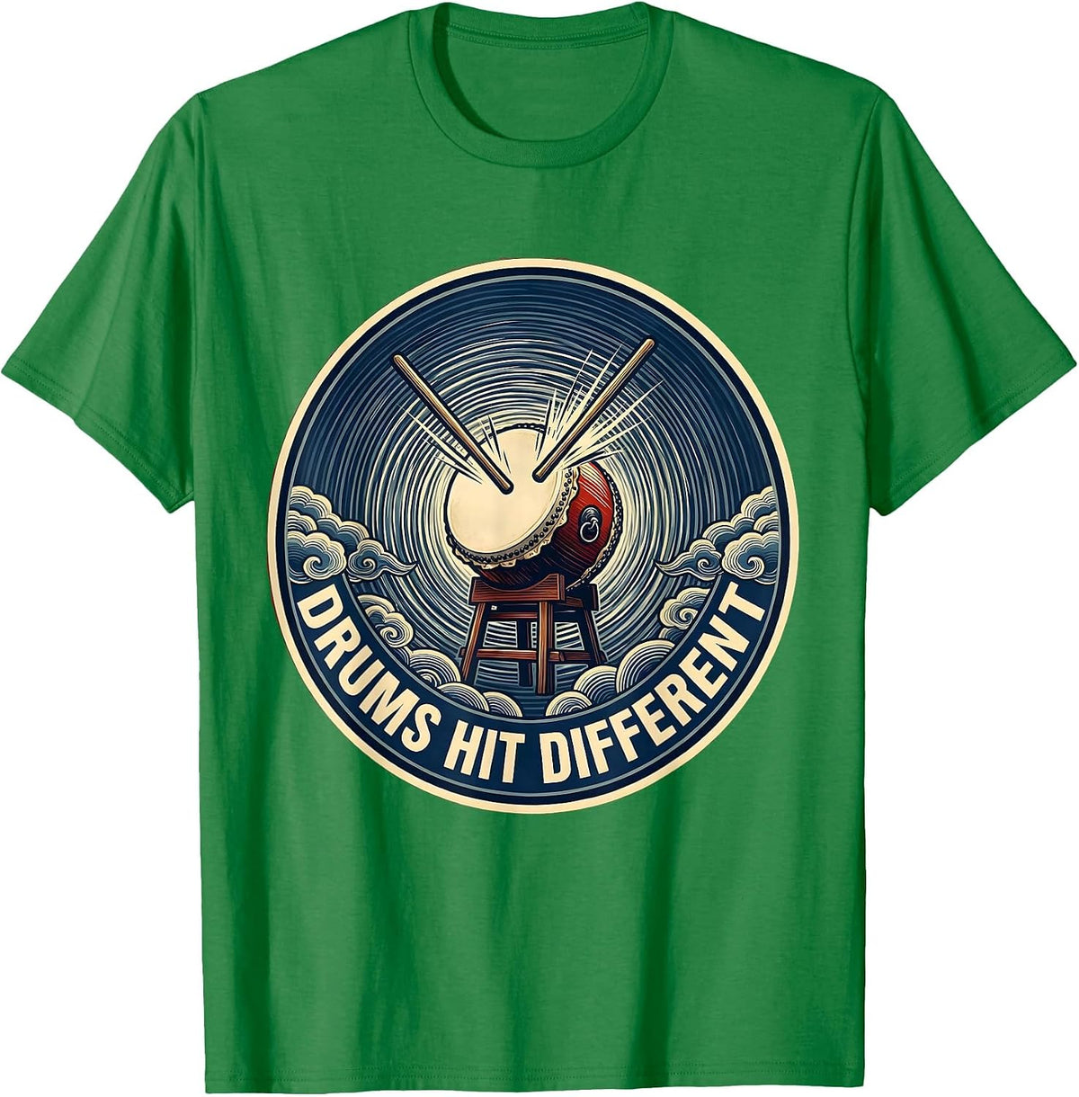 Men's Drums Hit Different Rock Band Music Design T-Shirt - Kelly Green