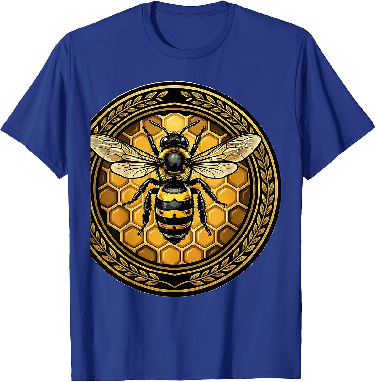 Men's Mason Bee Hovering Over Honeycomb Illustration T-Shirt - Royal Blue