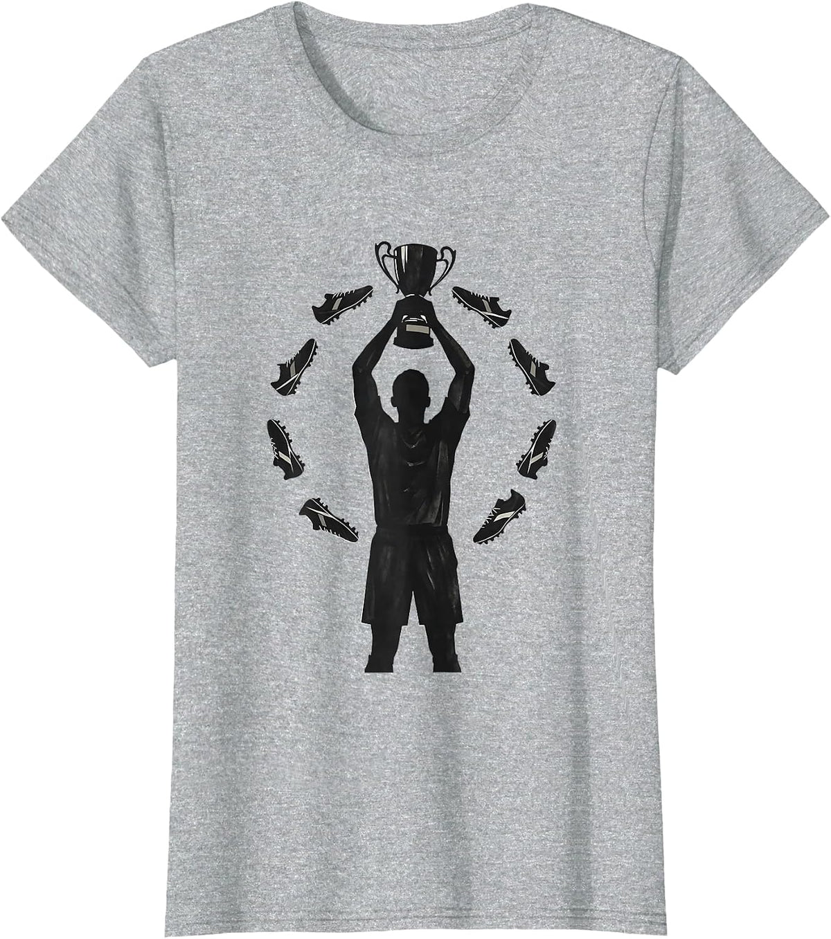 Soccer Dad Trophy Illustration Graphic Tee T-Shirt - Heather Grey
