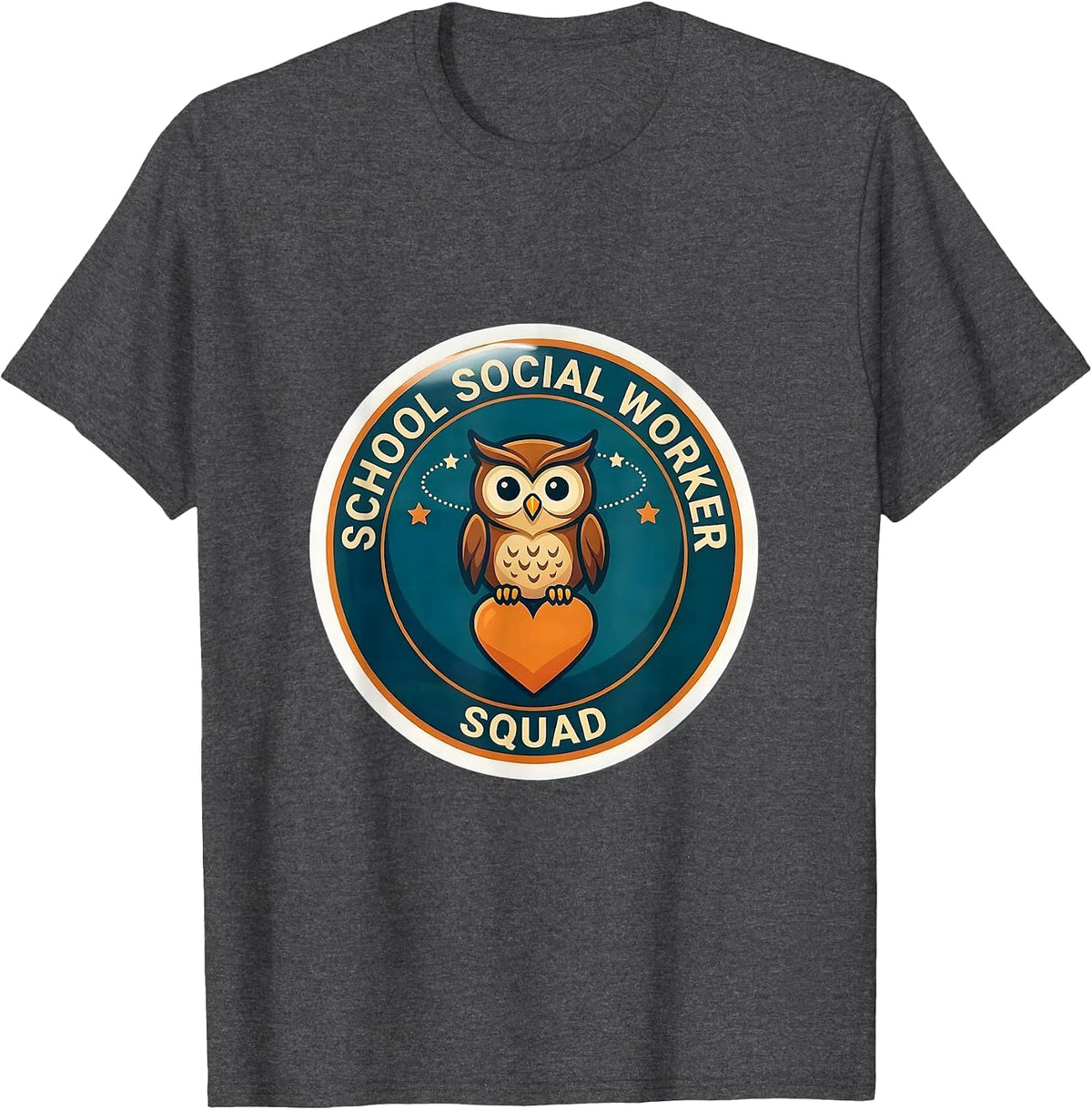 Men's School Social Worker Squad Cute Owl Counselor Staff T-Shirt - Dark Heather Grey