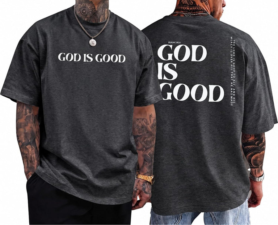 BANGELY Faith Over Fear Shirt Men Graphic Shirts Oversized Workout Gym Jesus Christian Religious Tees Short Sleeve Tops -