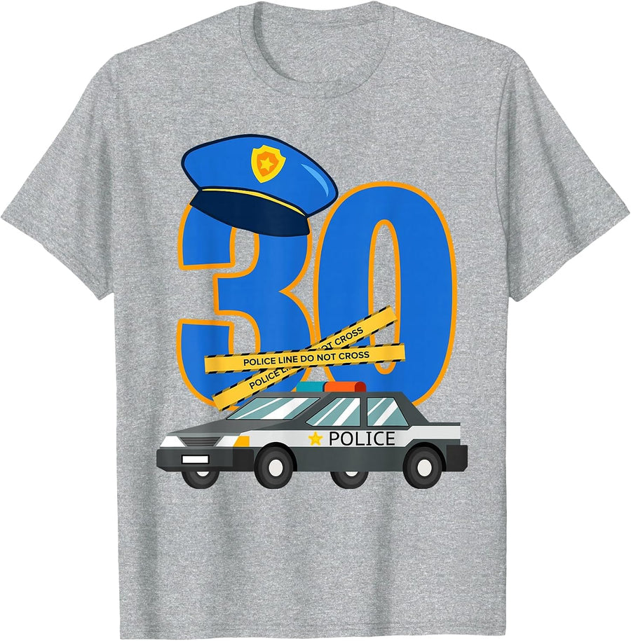 30 Year Old Birthday Policeman Car Cop Policeman T-Shirt - Heather Grey