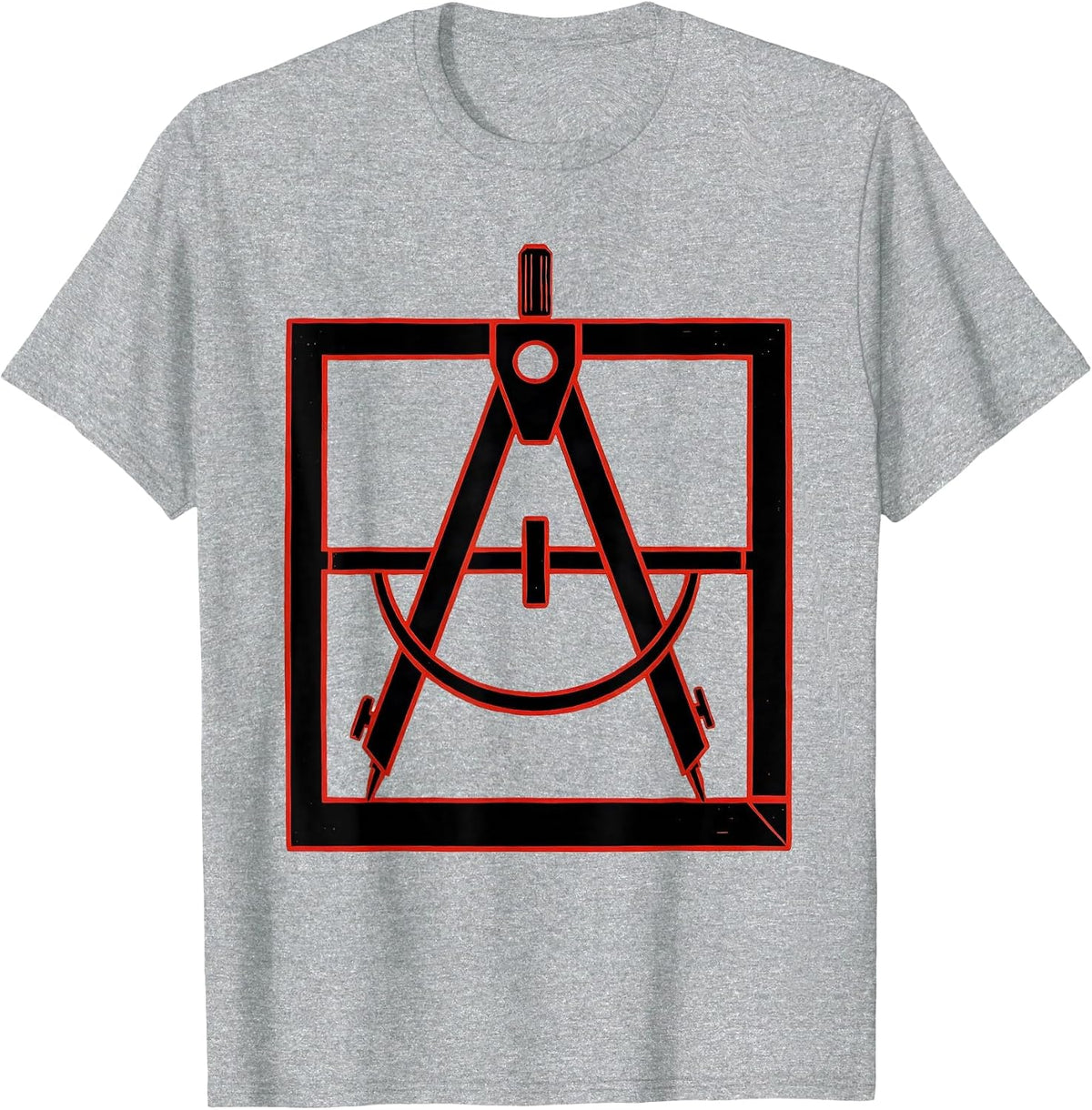 Men's Square and Compass Stencil Graphic Freemason Fraternal Pride T-Shirt - Heather Grey