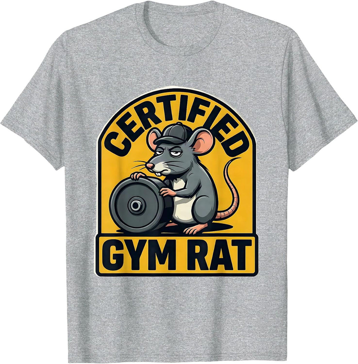 Men's Certified Gym Rat Funny Rat Lover Animal Humor T-Shirt - Heather Grey