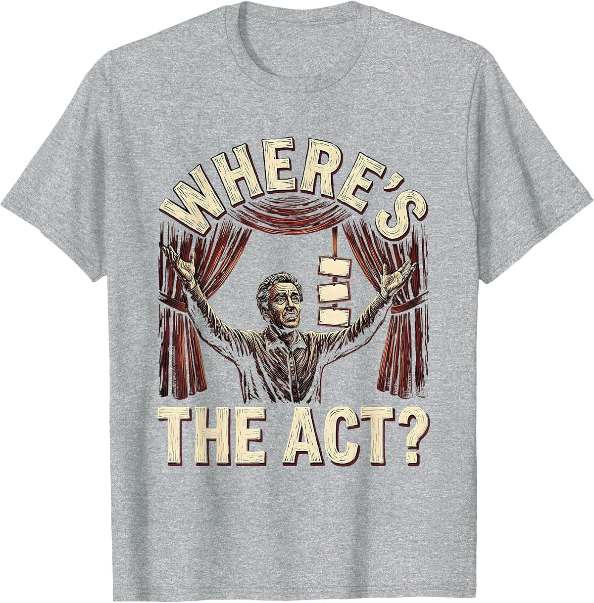 Men's Where's The Act Funny Shakespeare Literature Teacher Drama T-Shirt - Heather Grey