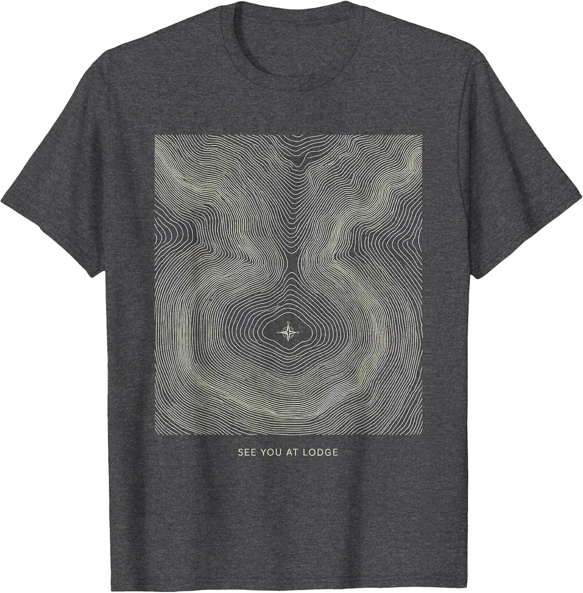 See You At Lodge Topographic Contour Freemason Lodge Member T-Shirt - Dark Heather Grey