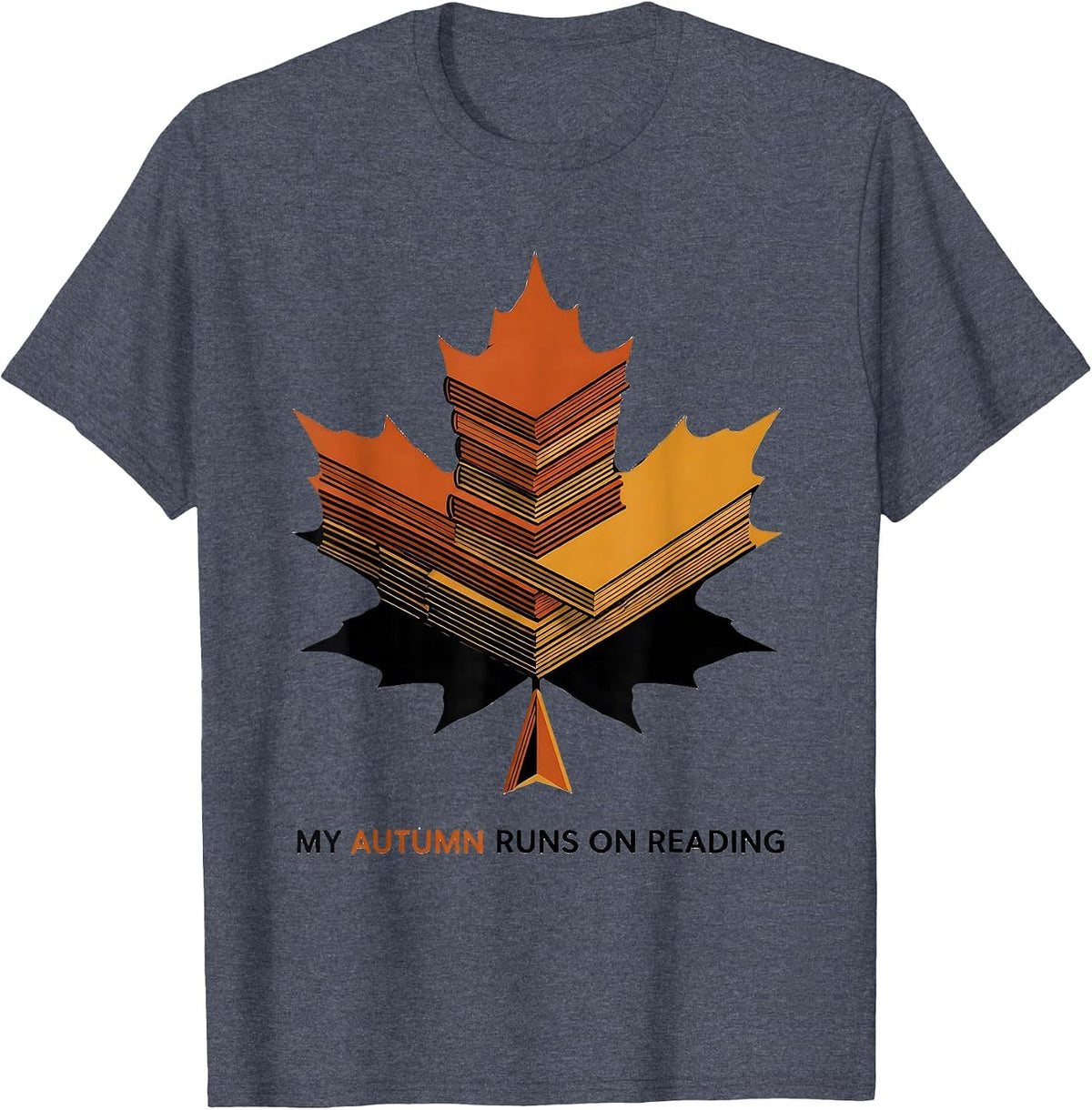 My Autumn Runs On Reading Geometric Teacher Book Lover T-Shirt - Heather Blue