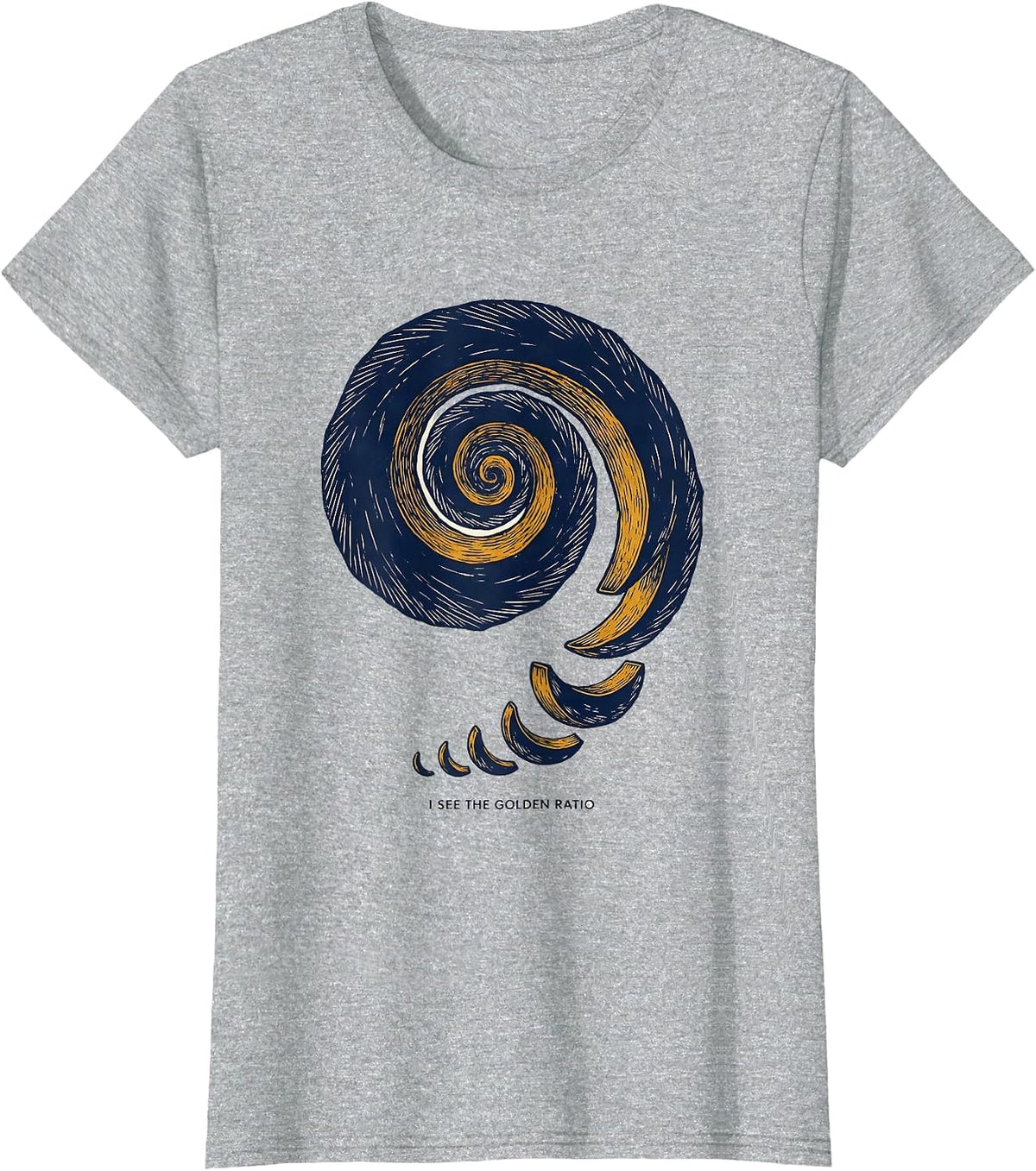 I See The Golden Ratio Linocut Math Enthusiast Sacred T-Shirt - Heather Grey