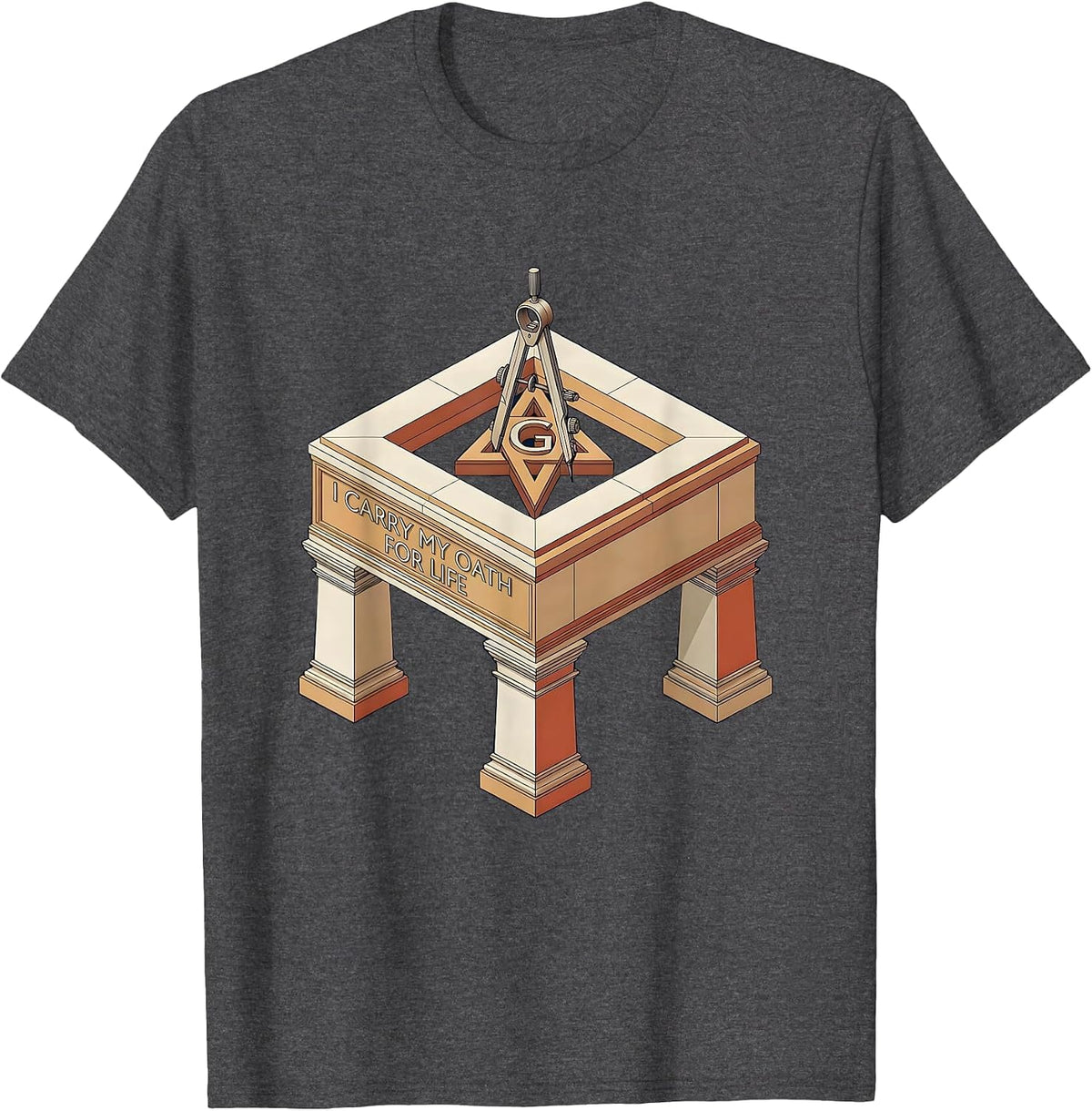 Men's I Carry My Oath For Life Masonic Freemason Master Mason T-Shirt - Dark Heather Grey