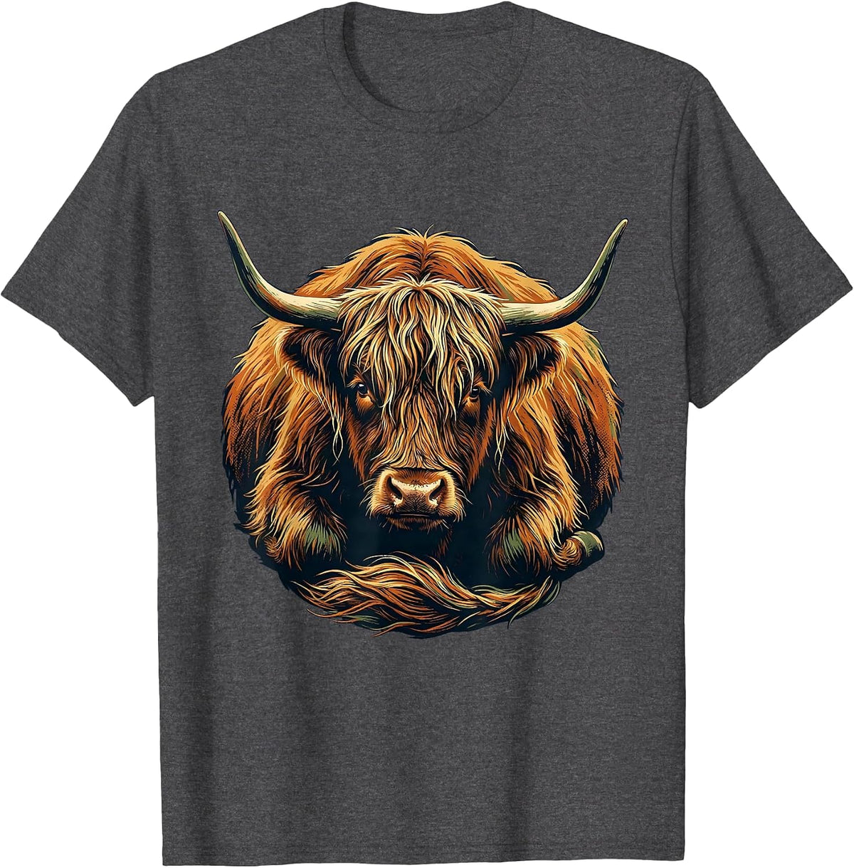 Men's Sealed Highland Cow Farm Animal Humor Cute T-Shirt - Dark Heather Grey