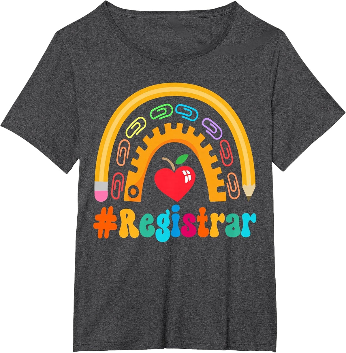 Registrar Appreciation Week Back to School 100th Day T-Shirt - Dark Heather Grey