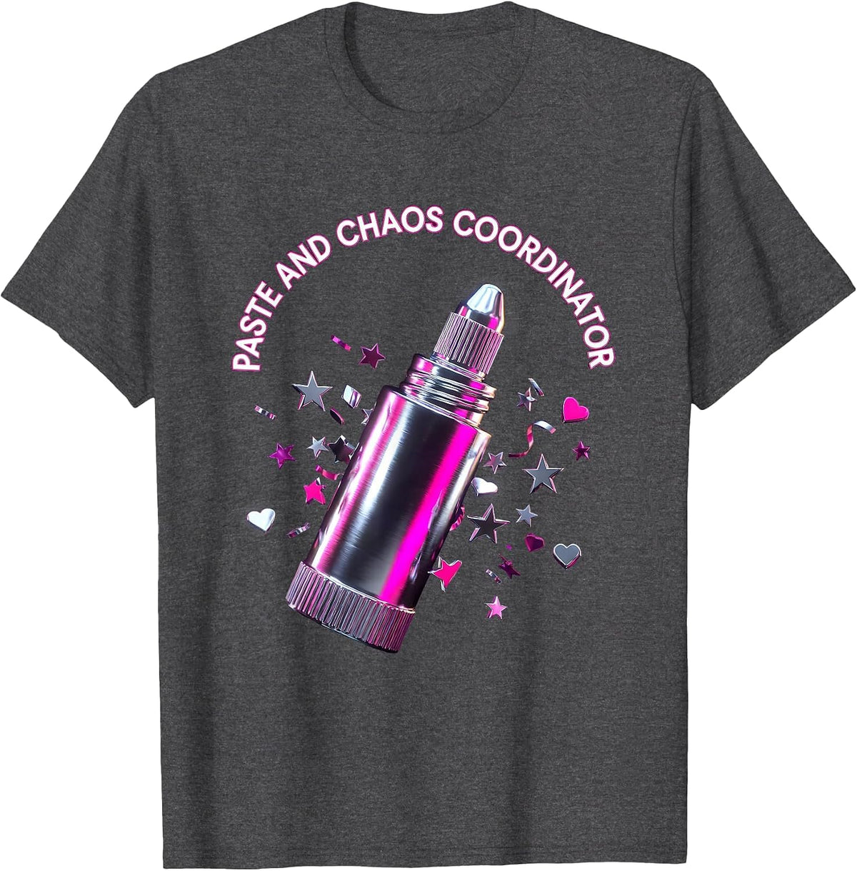 Men's Paste and Chaos Coordinator Kindergarten Teacher T-Shirt - Dark Heather Grey