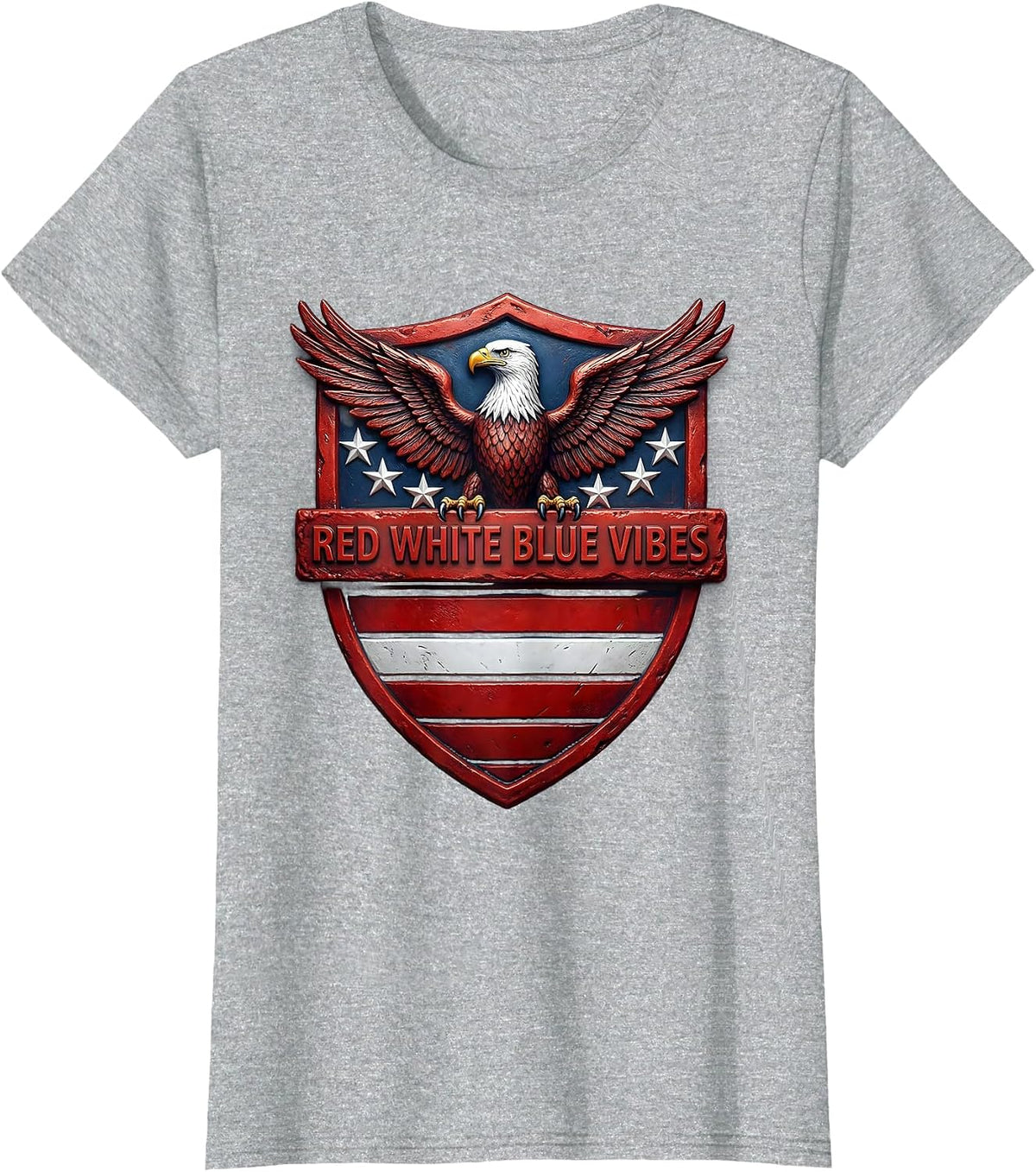 Red White and Blue Vibes Patriotic Design T-Shirt - Heather Grey