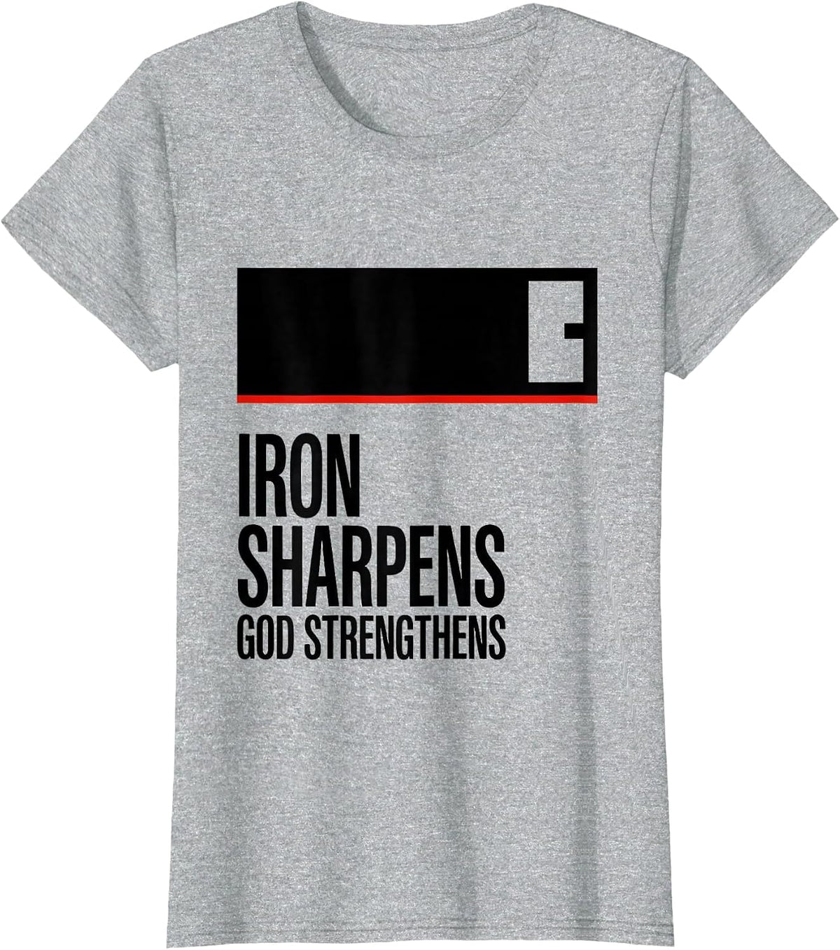 Iron Sharpens God Strengthens Christian Gym Faith Workout T-Shirt - Heather Grey