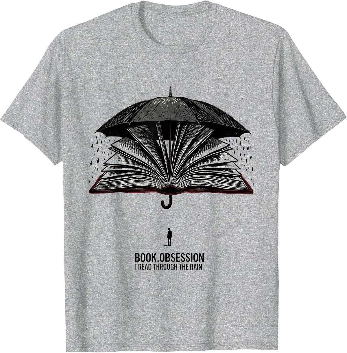 Men's Book Obsession: I Read Through The Rain Bookworm T-Shirt - Heather Grey