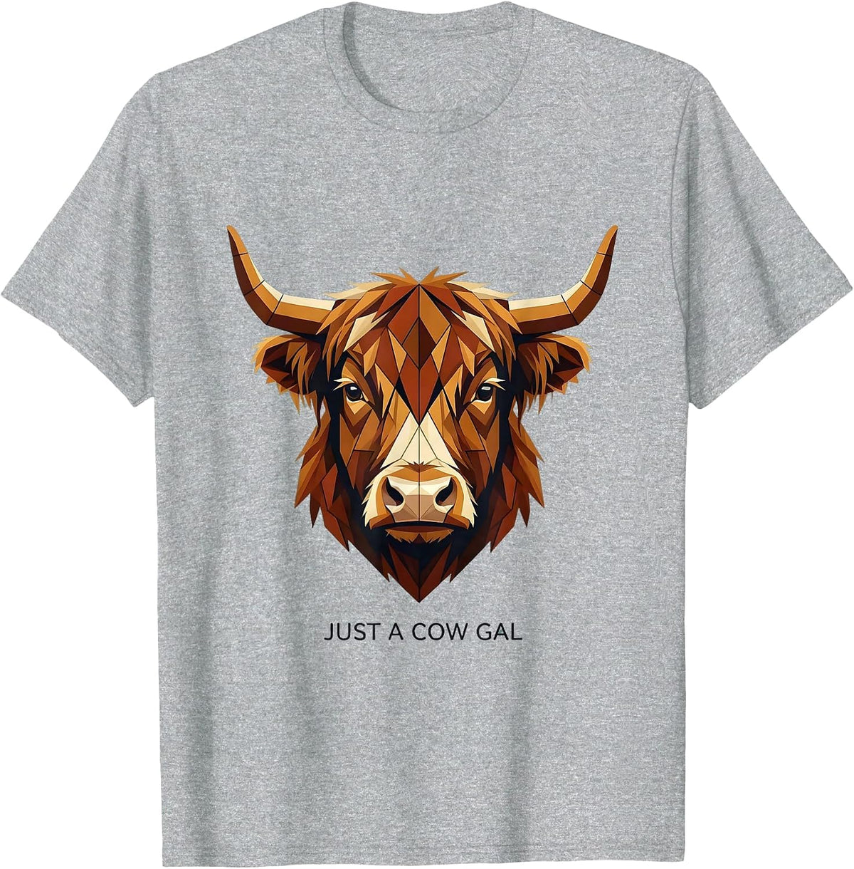 Men's Just a Cow Gal Highland Cow Design T-Shirt - Heather Grey