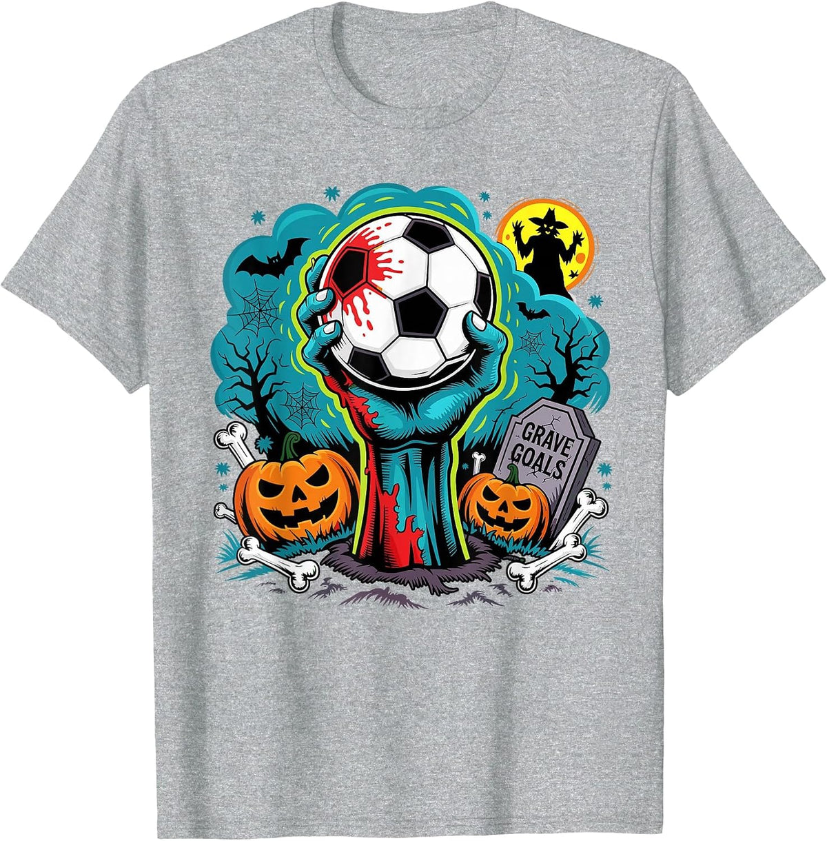 Grave Goals Zombie Soccer Halloween for Soccer Players T-Shirt - Heather Grey