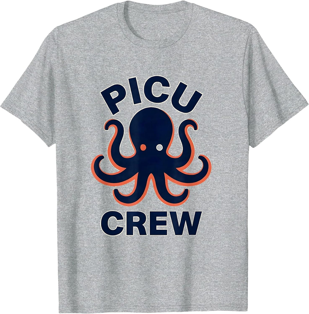 Men's PICU Crew Cute Octopus Pediatric Nurse Peds NICU T-Shirt - Heather Grey