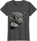 Women's Herdly My Problem Funny Highland Cow Farm Humor T-Shirt - Dark Heather Grey